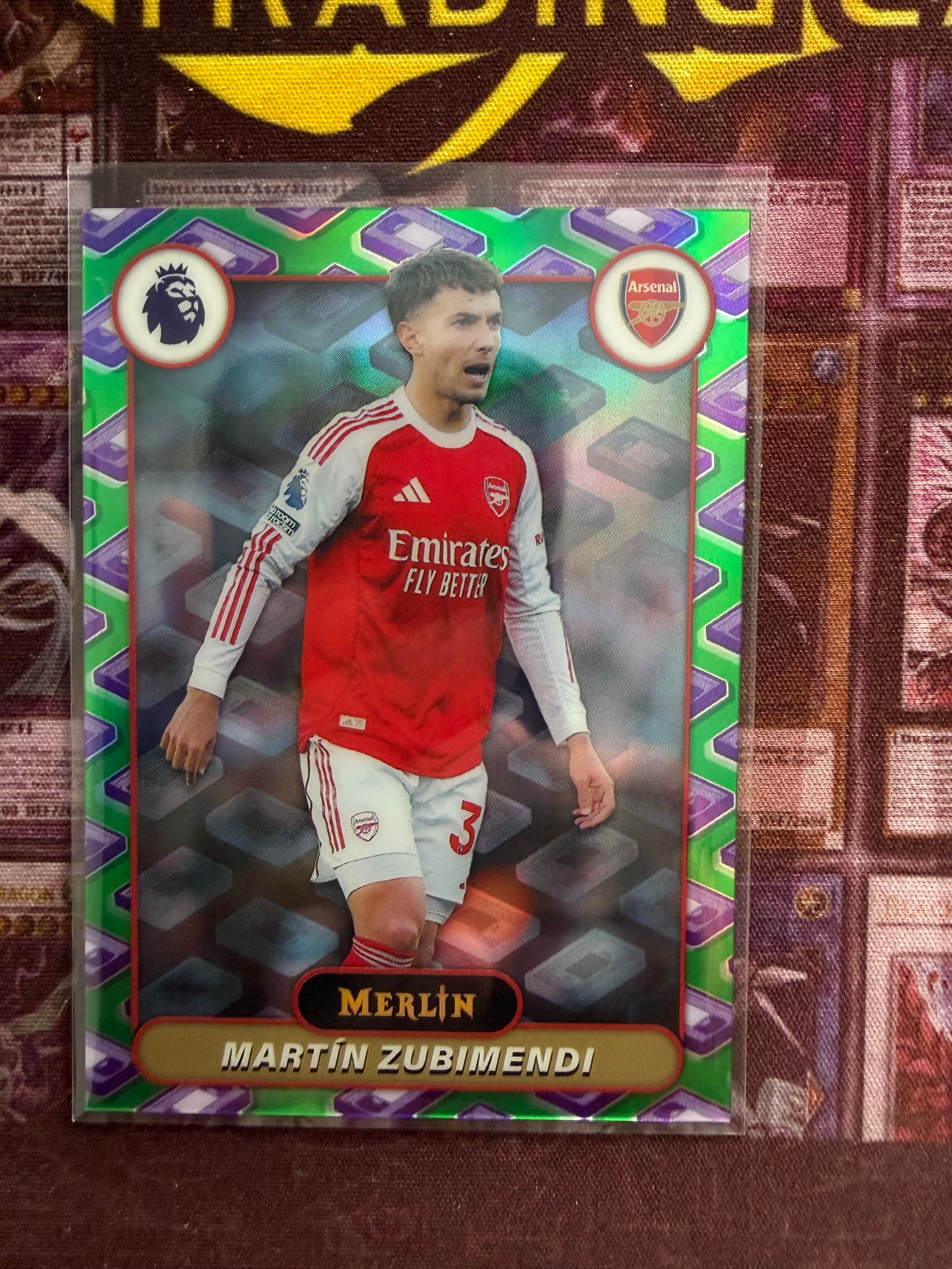 Martín Zubimendi Topps Merlin Green Mojo Parallel Arsenal