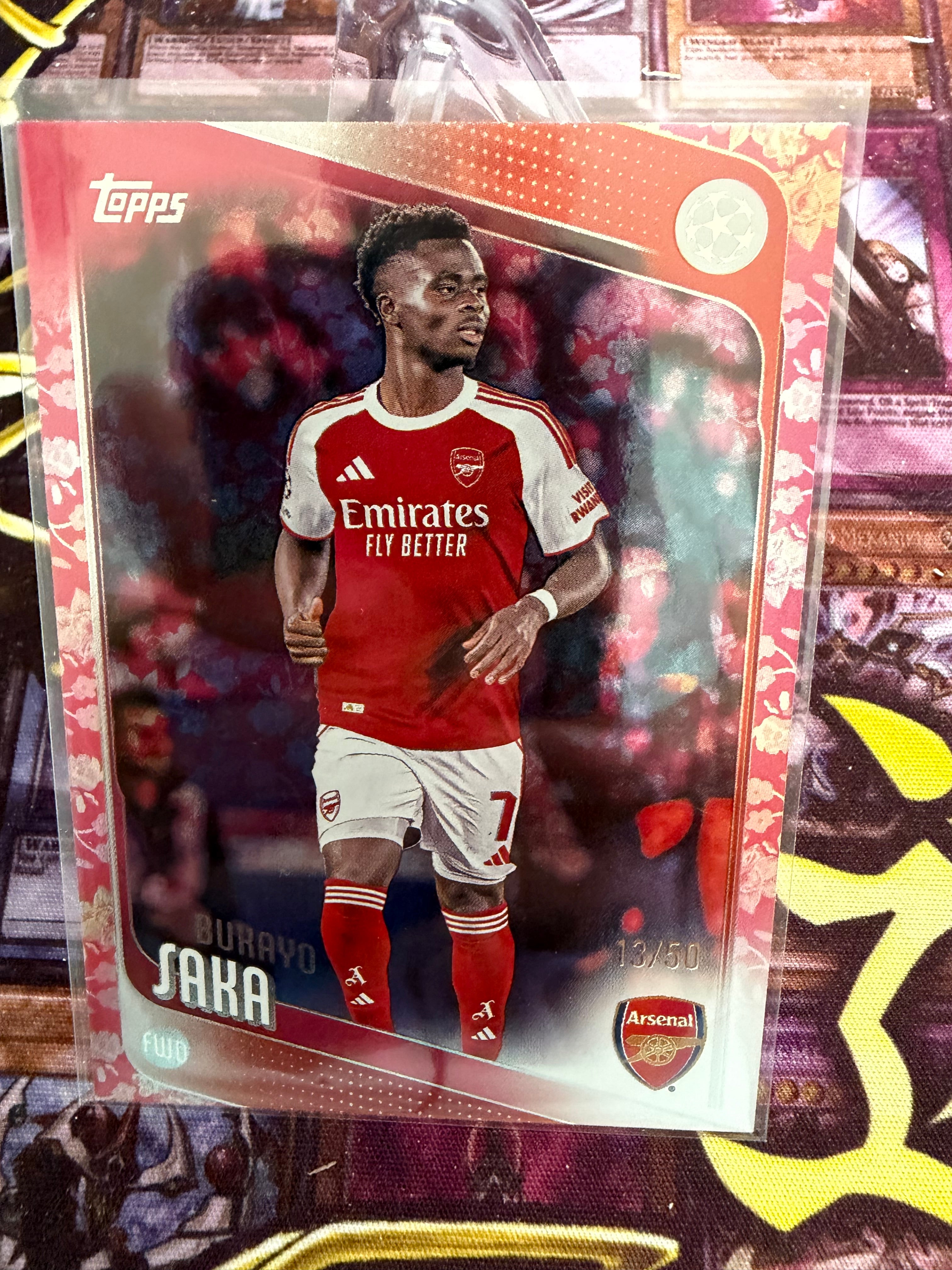 Bukayo Saka 13/50 Topps Pink Blossom Parallel Arsenal 2025/26