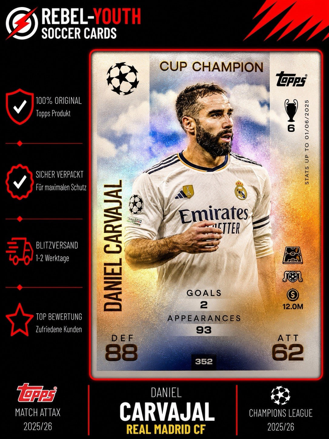 Topps Match Attax Champions League 2025/26 Cup Champion Carvajal Nr.352