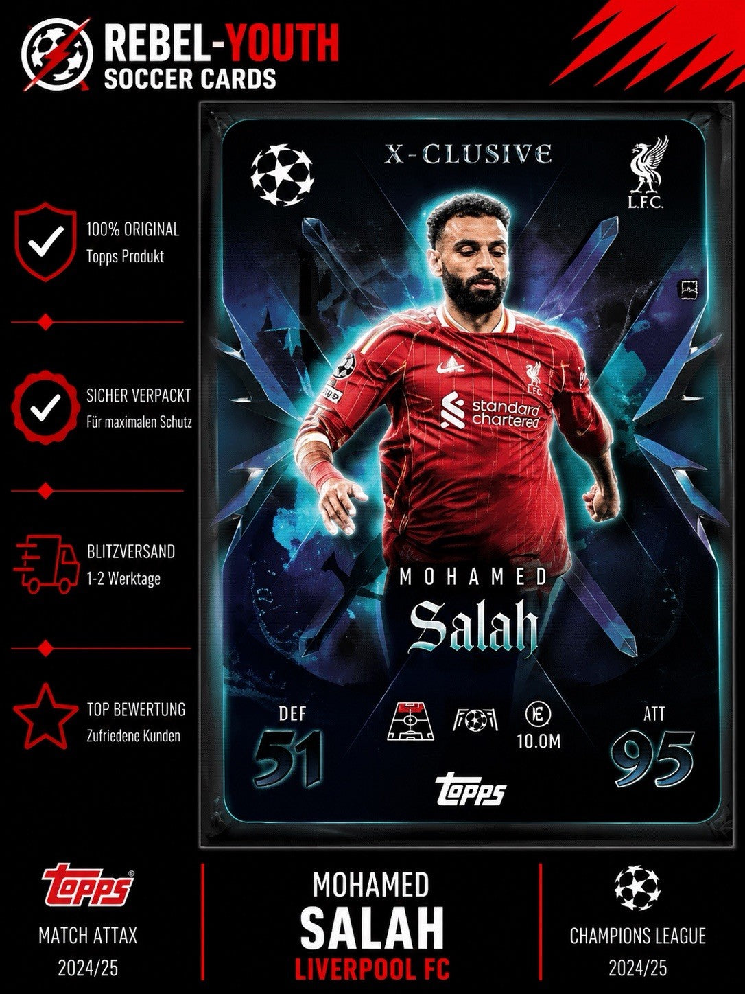 CARTE TOPPS UEFA CHAMPIONS LEAGUE 2025-26 EXTRA MOHAMED SALAH #XC1 X-CALIBRE