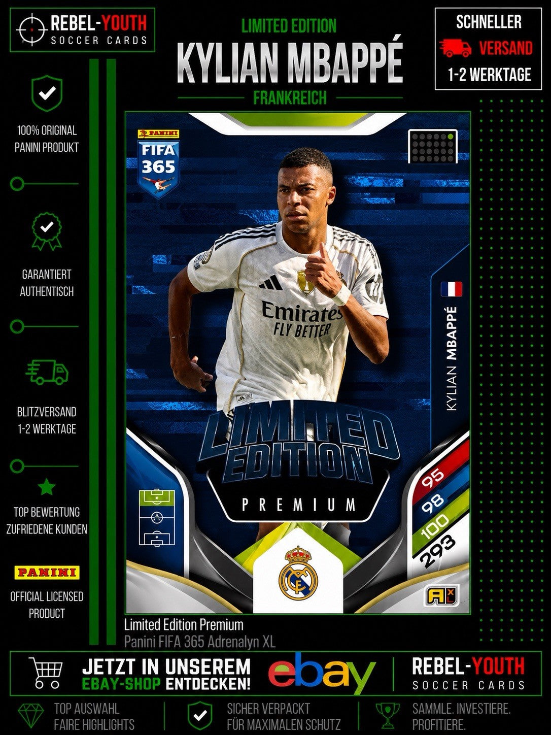 Panini FIFA 365 2026 | Trading Cards | Premium Limited Edition Kylian Mbappe