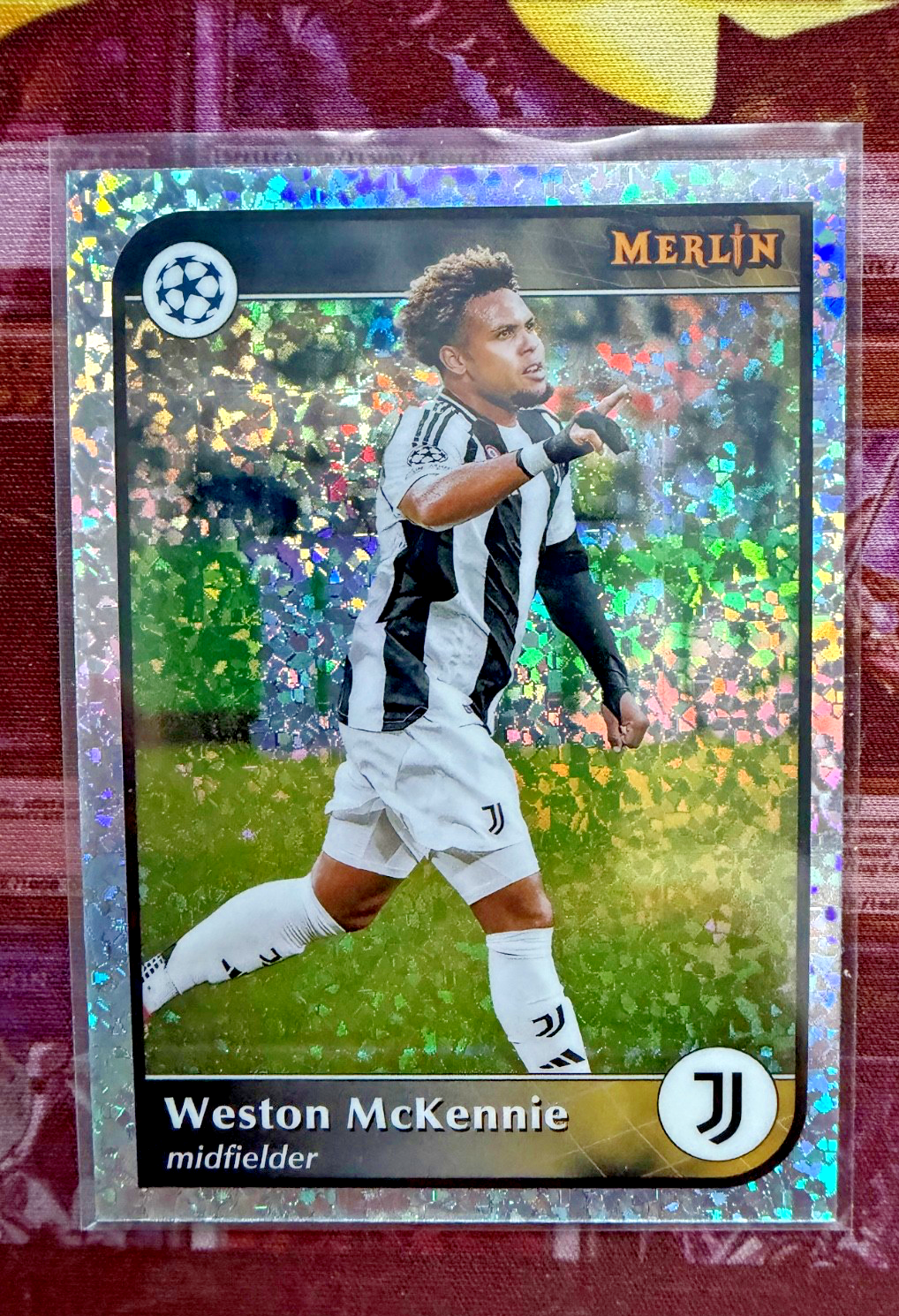 Topps Merlin 2024/25 Weston McKennie Silver Sparkle Parallel Juventus UEFA