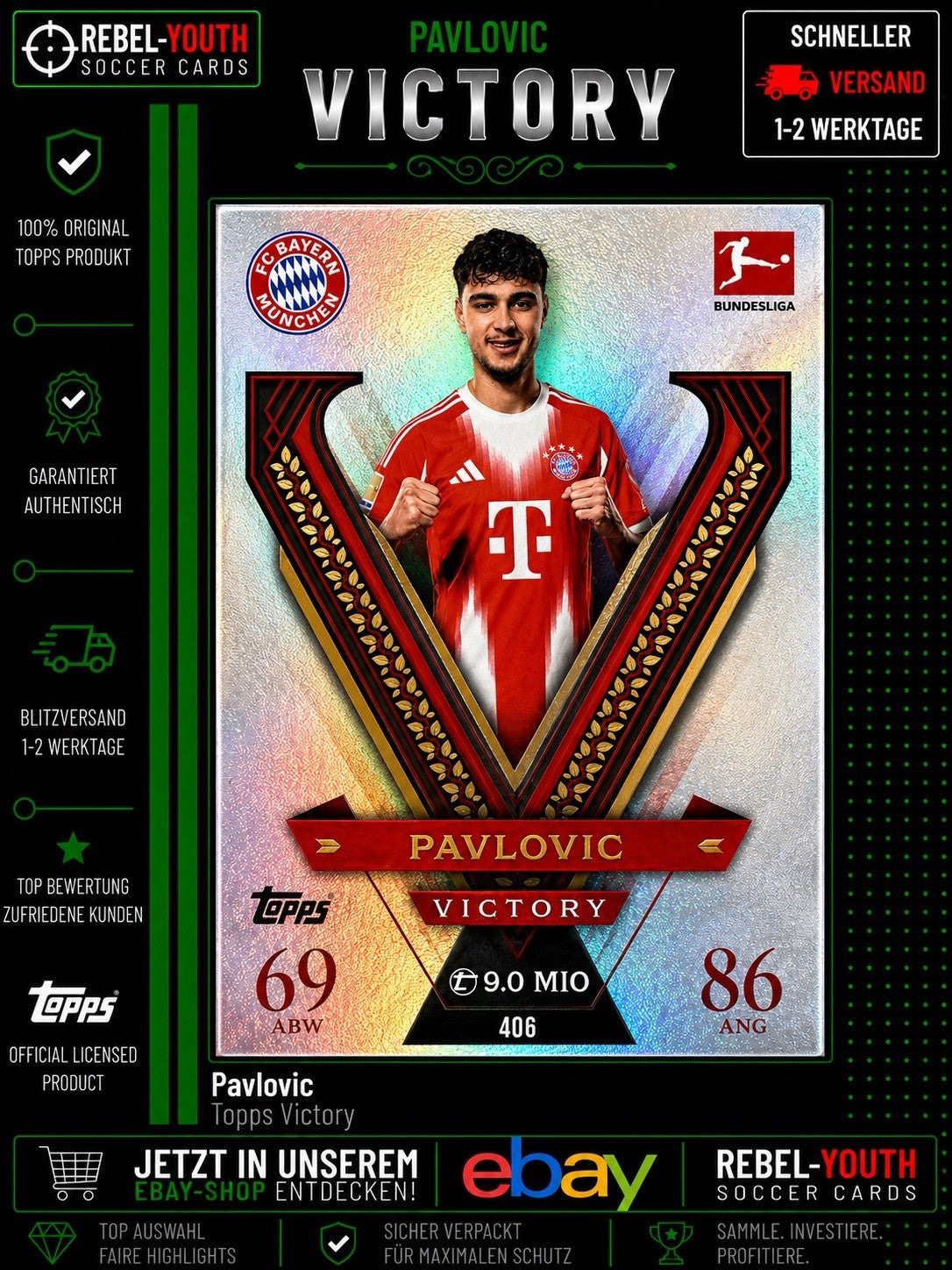 Topps Match Attax 2024/25 Aleksandar Pavlović Victory FC Bayern München