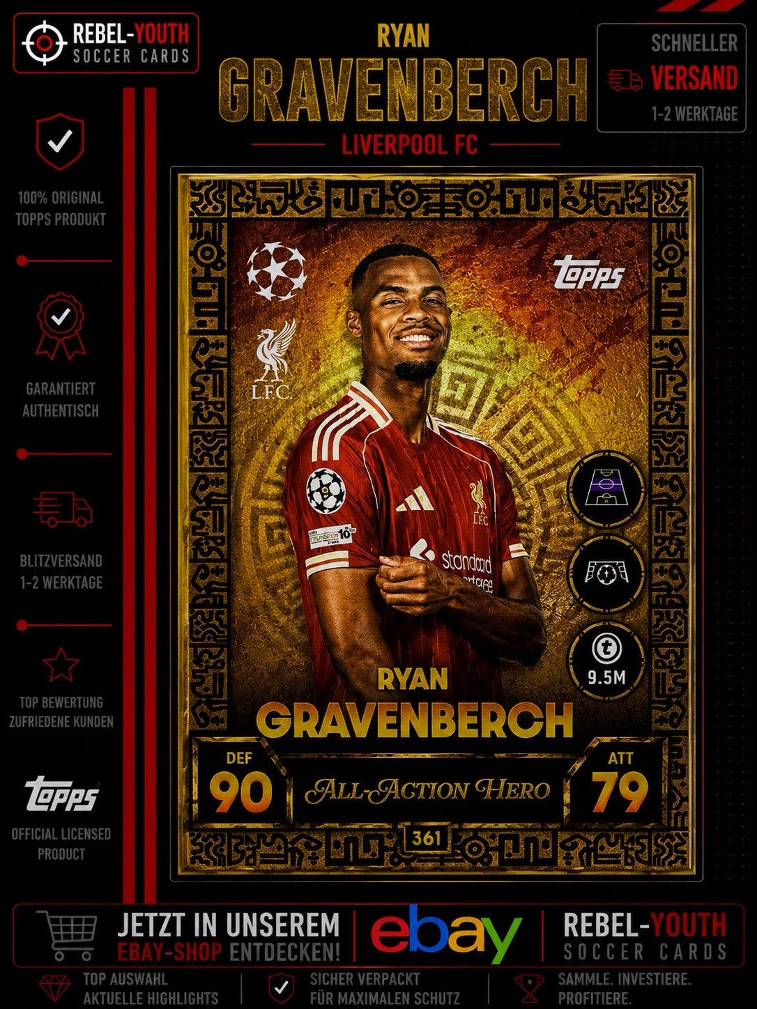 Ryan Gravenberch All Action Hero #361 Topps Match Attax Champions League