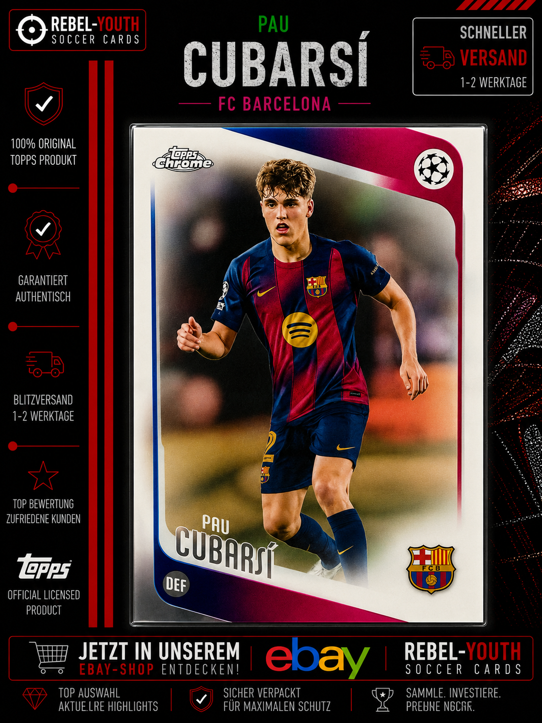 Ferran Torres Topps Chrome FC Barcelona UEFA Champions League Base Card