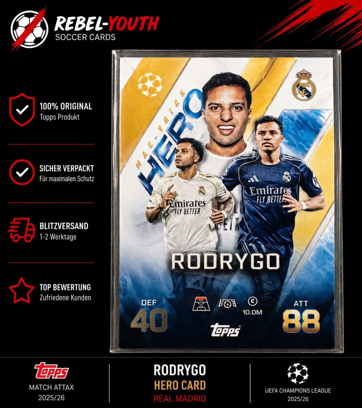 Rodrygo Hero Card Real Madrid Topps Match Attax UEFA Champions League