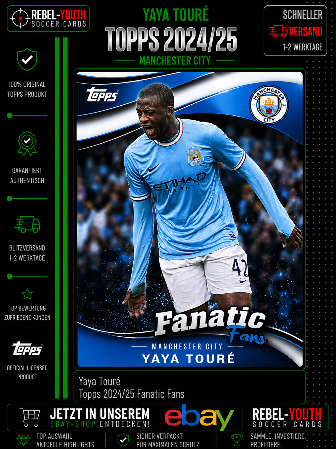 Yaya Touré Fanatic Fans Topps 2024/25 Manchester City