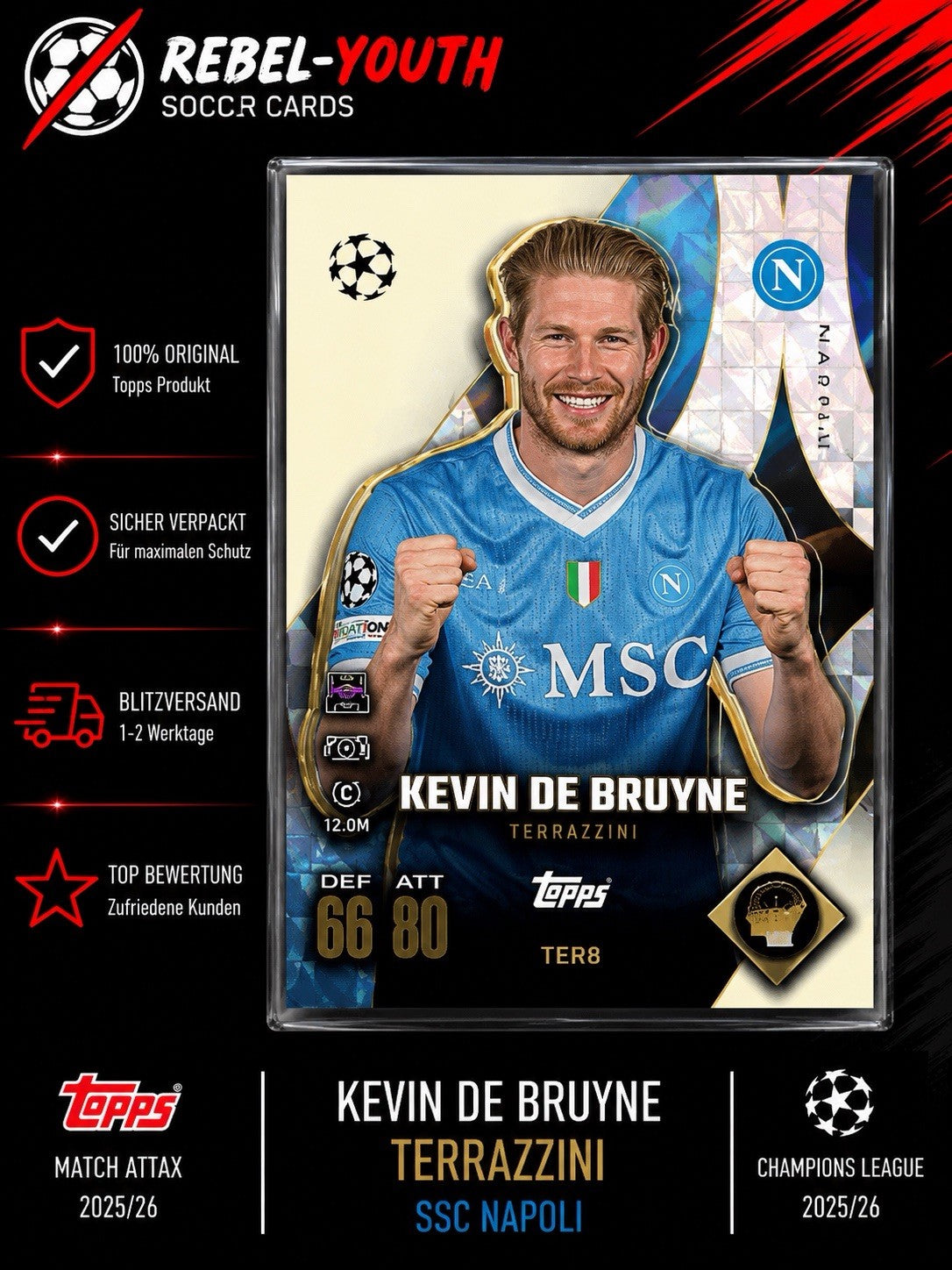 Kevin De Bruyne Buzz Baller BAB3 Topps Match Attax 2025/26 SSC Napoli