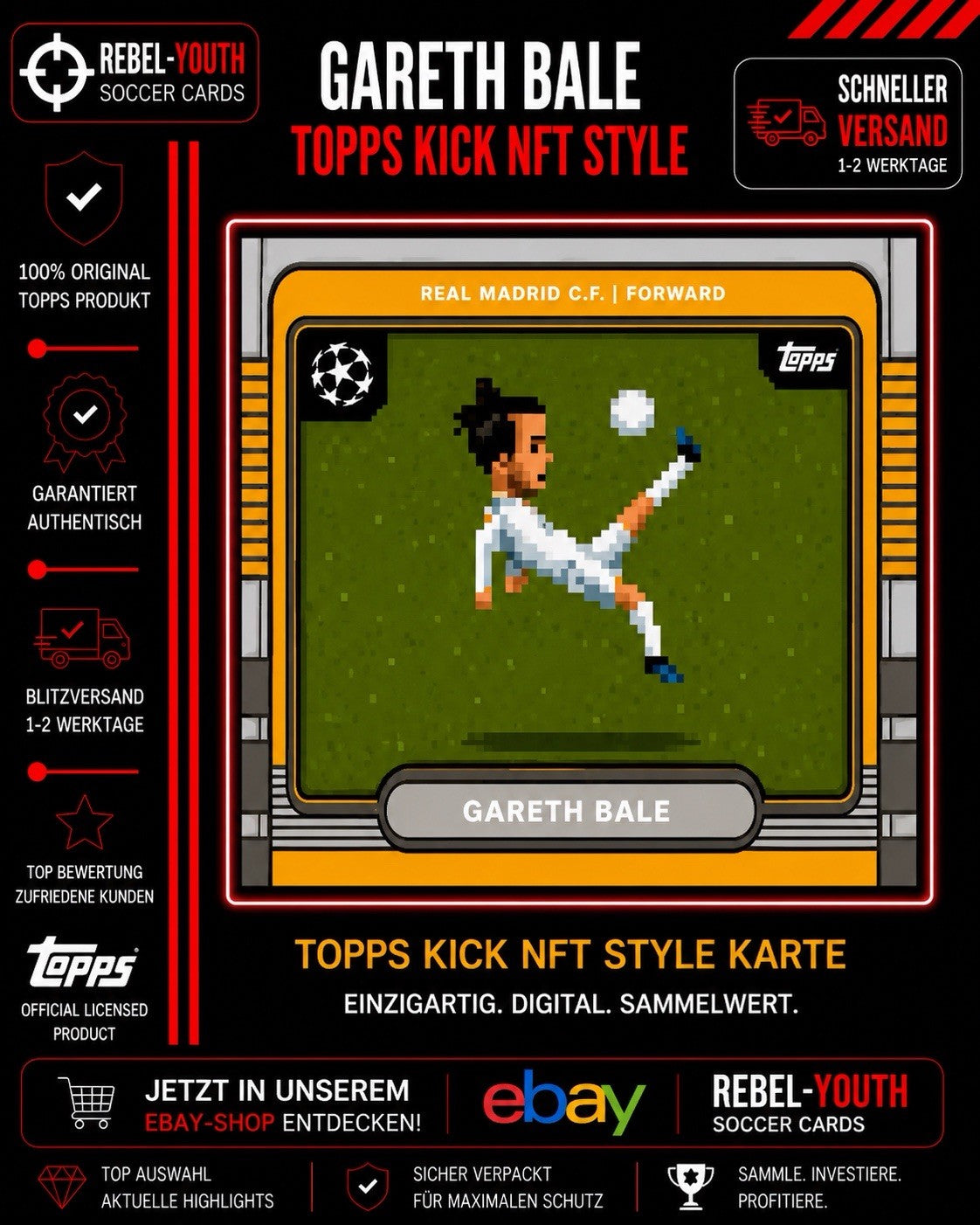 Gareth Bale 8Bit Shots Insert 2025-26 Topps UCC Real Madrid