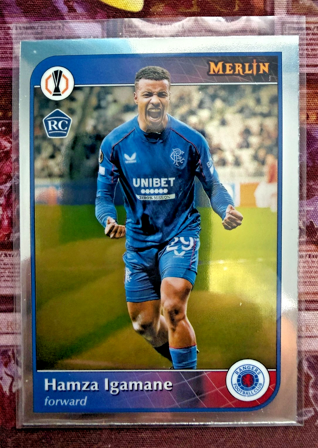 Hamza Igamane RC 2024-25 Topps Merlin Rookie Rangers FC Base Morocco