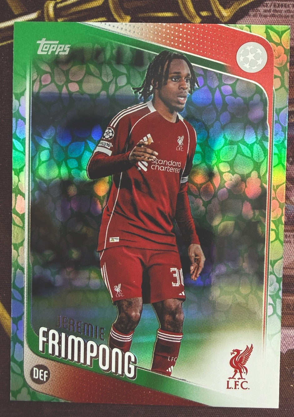 2025-26 Topps UEFA Club Competitions Jeremie Frimpong Green Parallel