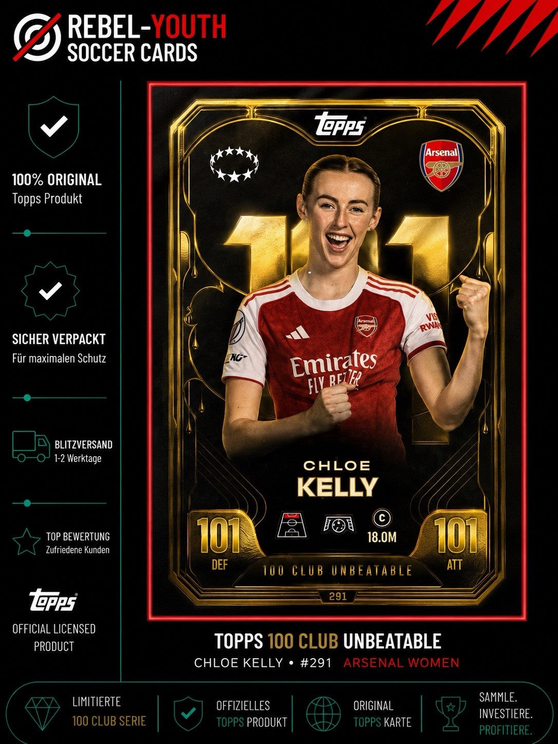 Topps Match Attax 25/26 Extra Champions League 100 Club #291 Chloe Kelly