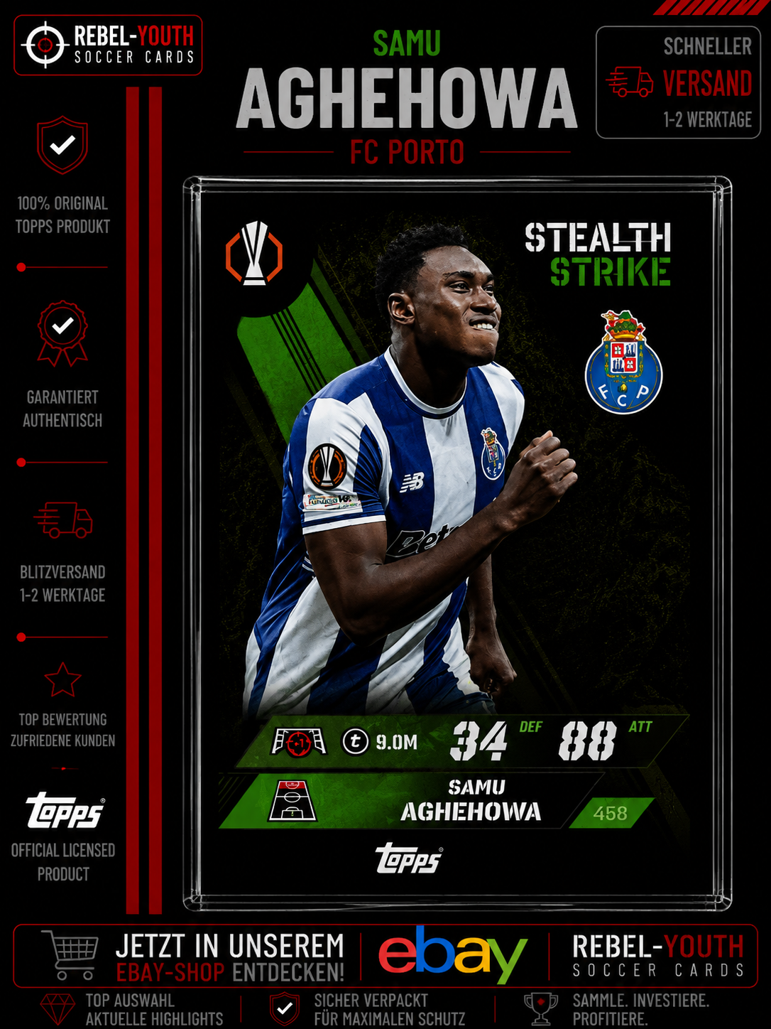 Samu Aghehowa Stealth Strike #458 Topps Match Attax UEFA 2025/26 FC Porto