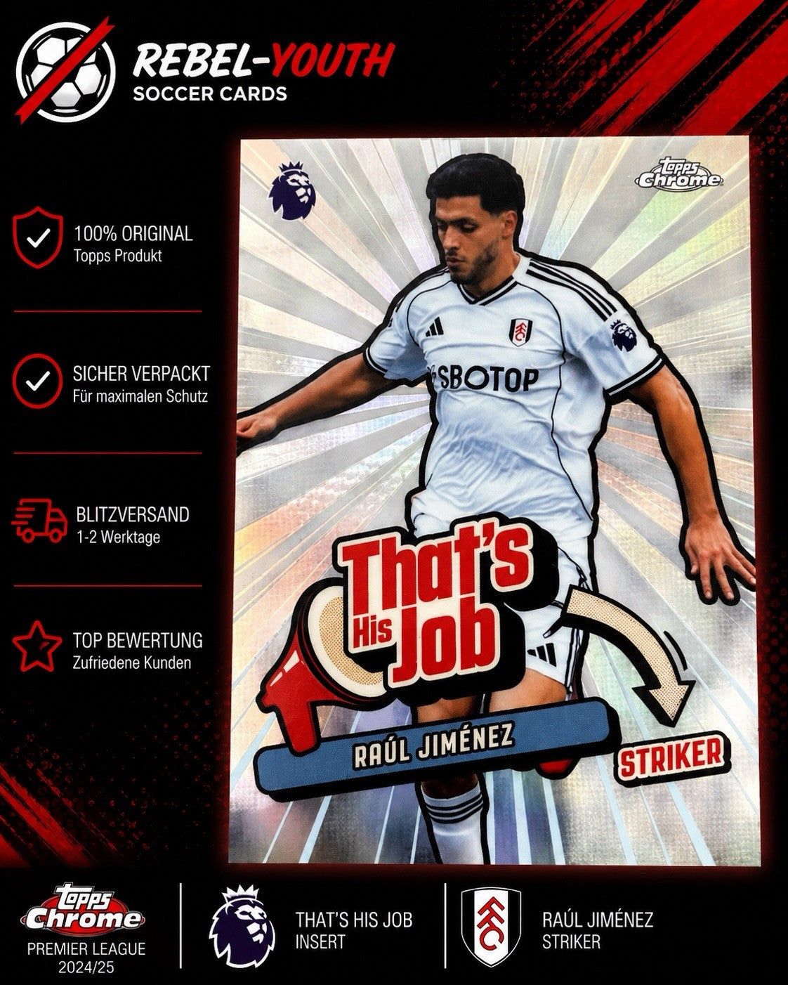Raúl Jiménez That’s His Job Insert Topps Chrome Premier League 2025 Fulham FC