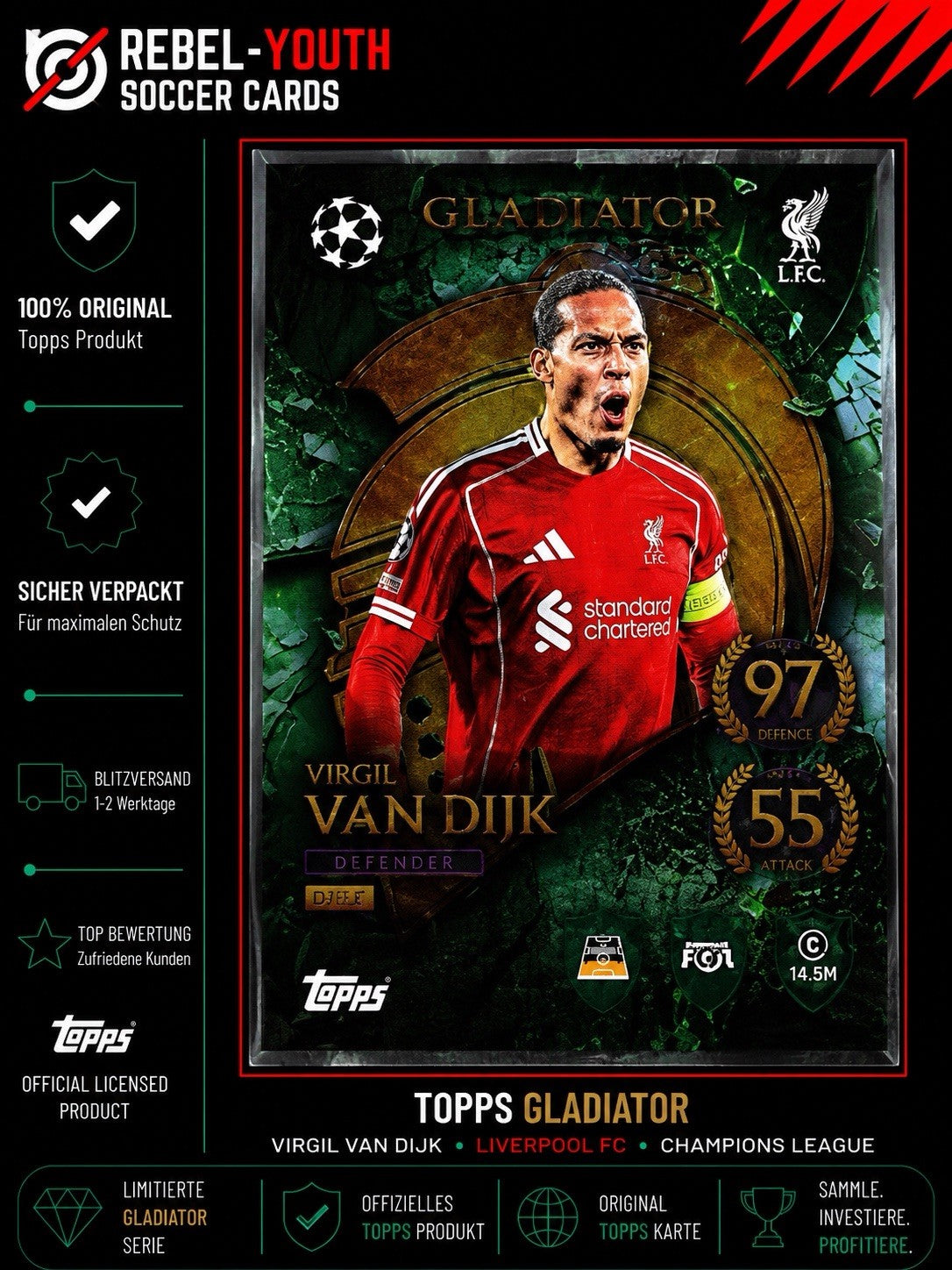 Topps Match Attax UCL 25/26 Virgil van Dijk #GLE4 Gladiator