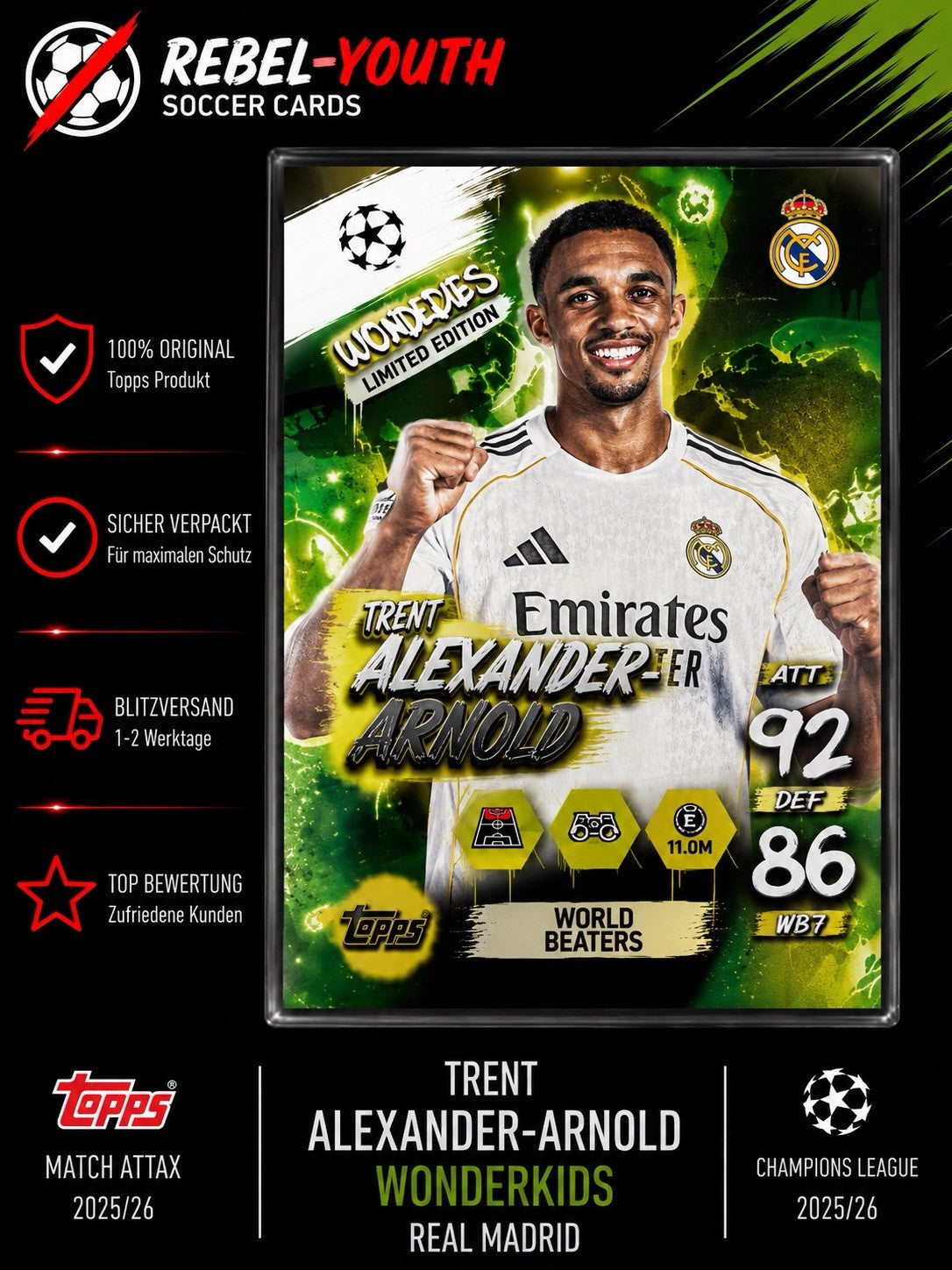 Topps Match Attax World Beaters Worldies Limited Edition Alexander Arnold WLE2