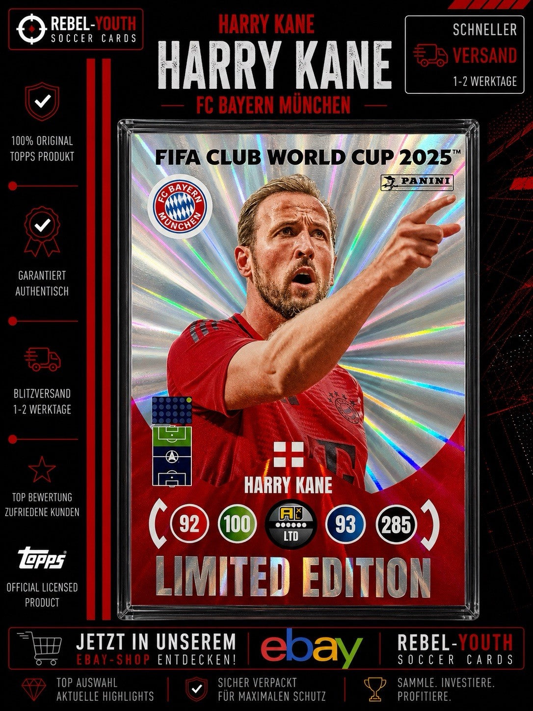 2025, HARRY KANE, LIMITED EDITION, PANINI FIFA CLUB WORLD CUP 2025