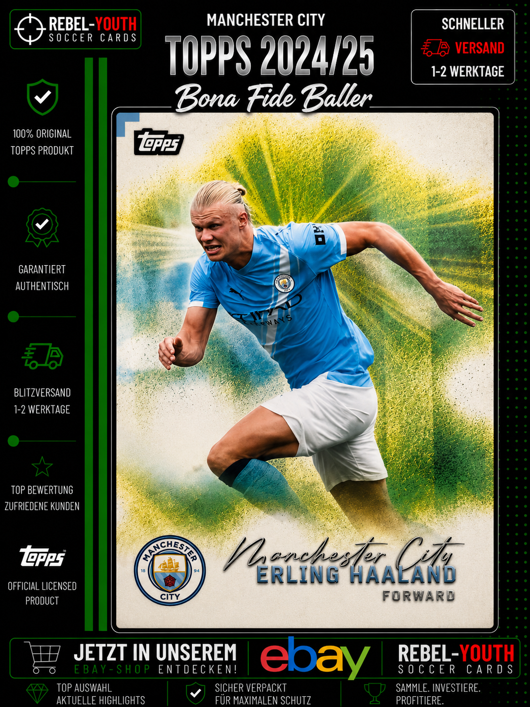 Erling Haaland Bona Fide Baller Topps 2024/25 Manchester City