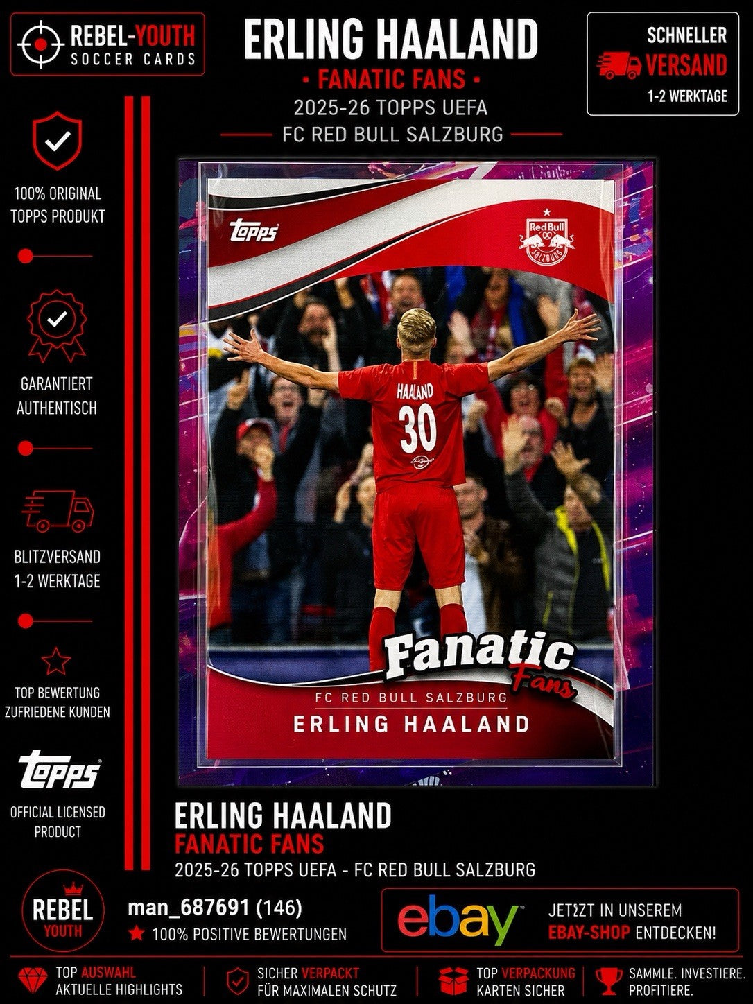 Erling Haaland - Fanatic Fans - 2025-26 Topps UEFA - FC Red Bull Salzburg -