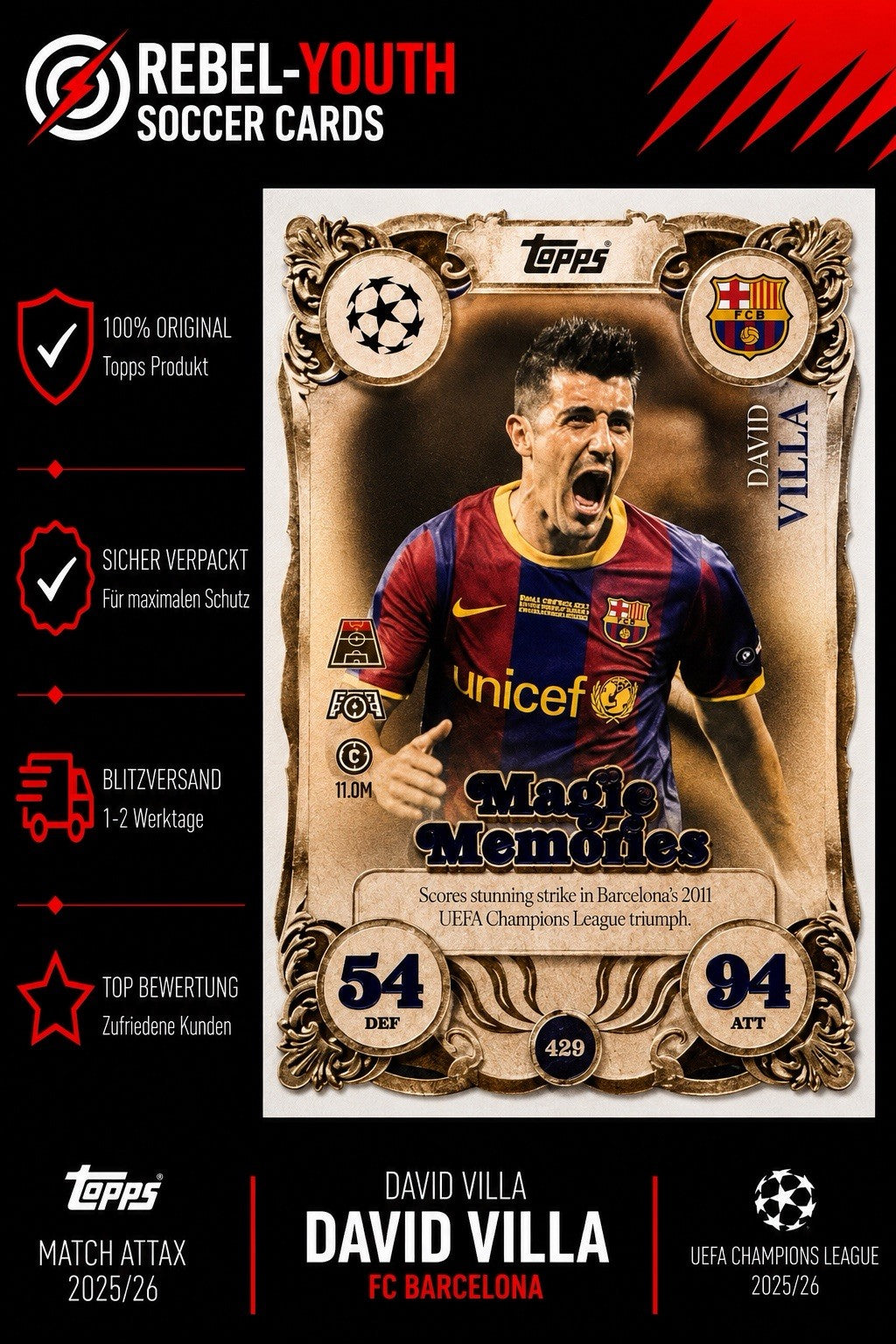 David Villa Magic Memories Topps Match Attax 2025/2026 Barcelona 25/26 # 429