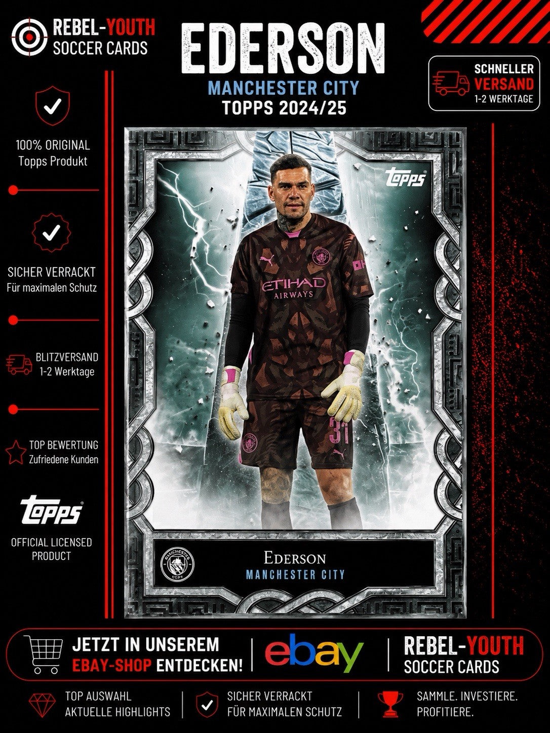 Ederson Manchester City Topps UEFA Club Competitions 2024/25 Goalkeeper Card