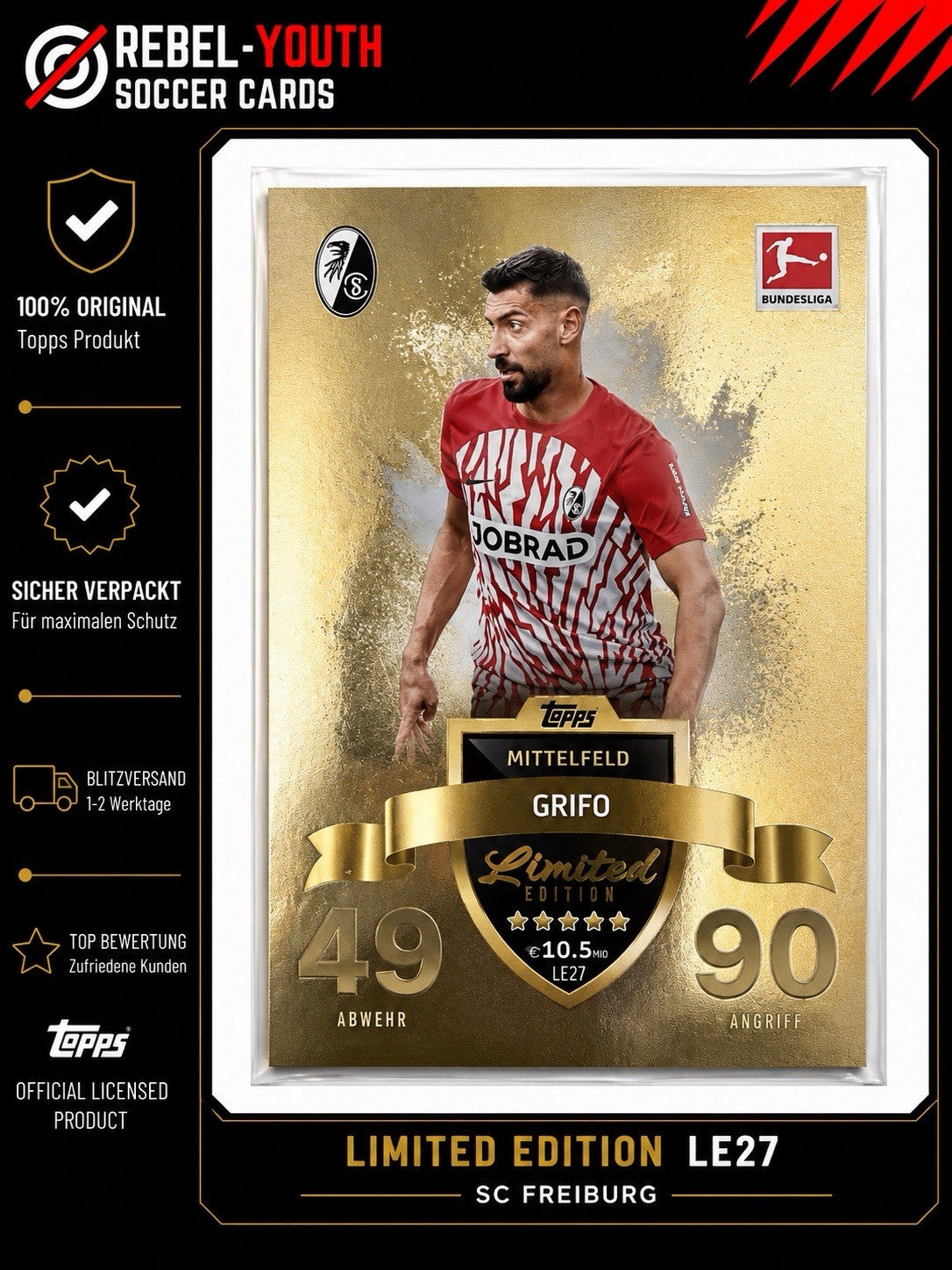 Topps Match Attax 2024/25 Vincenzo Grifo Limited Edition LE27 SC Freiburg Gold