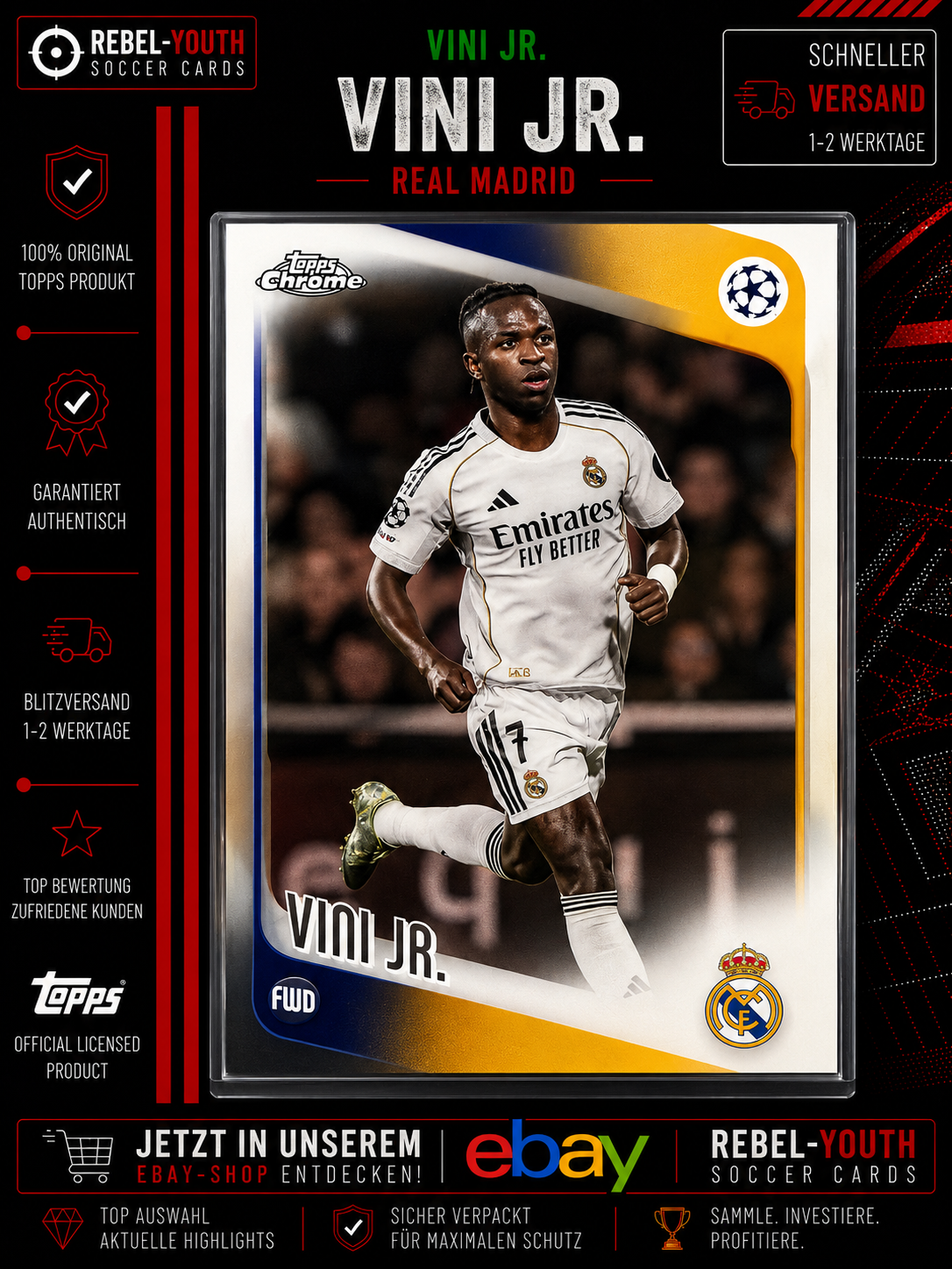 Vini Jr. Topps Chrome 2025/26 Base Real Madrid #115