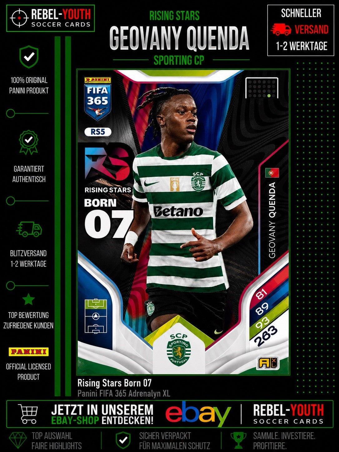Panini FIFA 365 Adrenalyn XL 2026 Geovany Quenda Rising Stars Sporting RS5