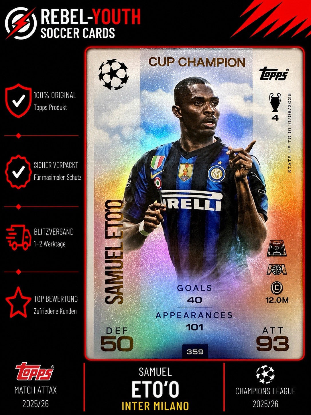 Topps Match Attax Champions League 25/26 Samuel Eto'o # CUP CHAMPION