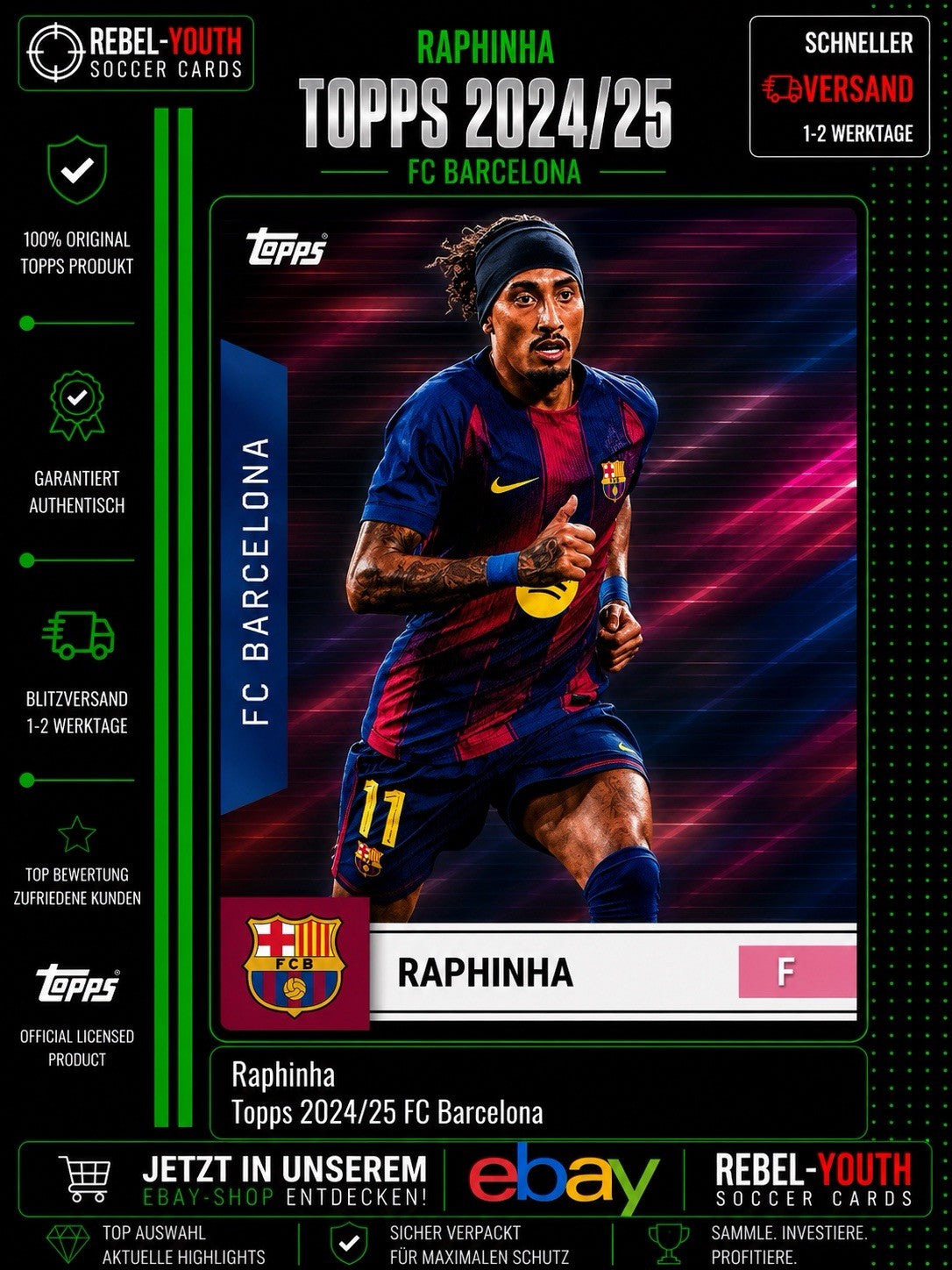 Raphinha Topps 2024/25 FC Barcelona Base Card