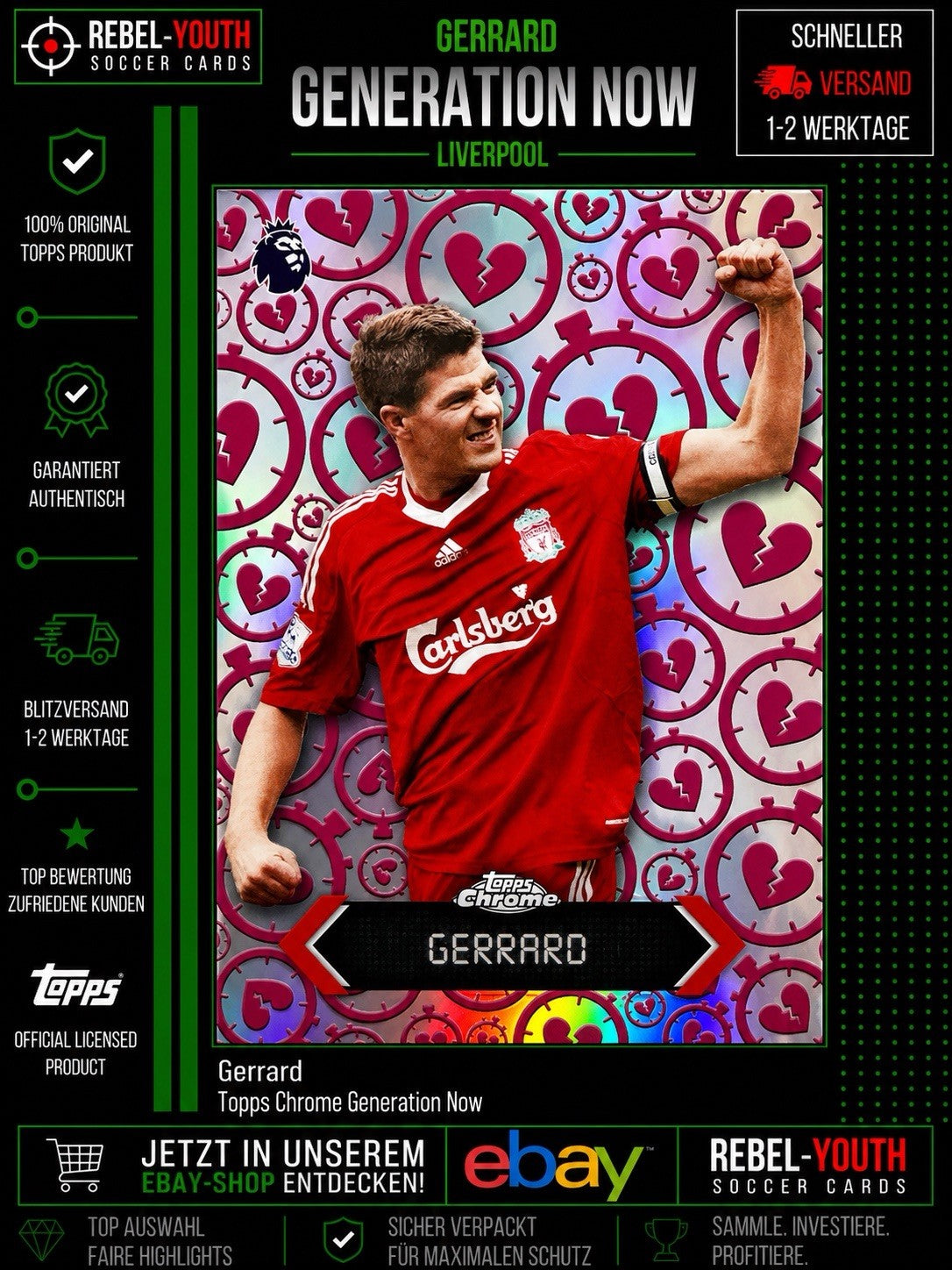 Steven Gerrard Topps Chrome 2024/25 Generation Now Liverpool Legend Insert