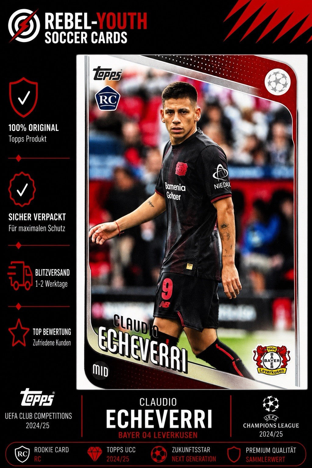Claudio Echeverri Rookie Card RC Topps UCC 2024/25 Bayer Leverkusen