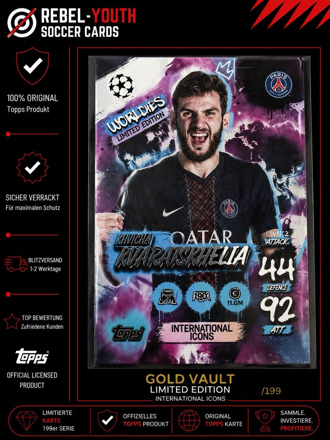 TOPPS MATCH ATTAX CHAMPIONS LEAGUE 2025/26 WORLDIES KHVICHA KVARATSKHELIA WLE12