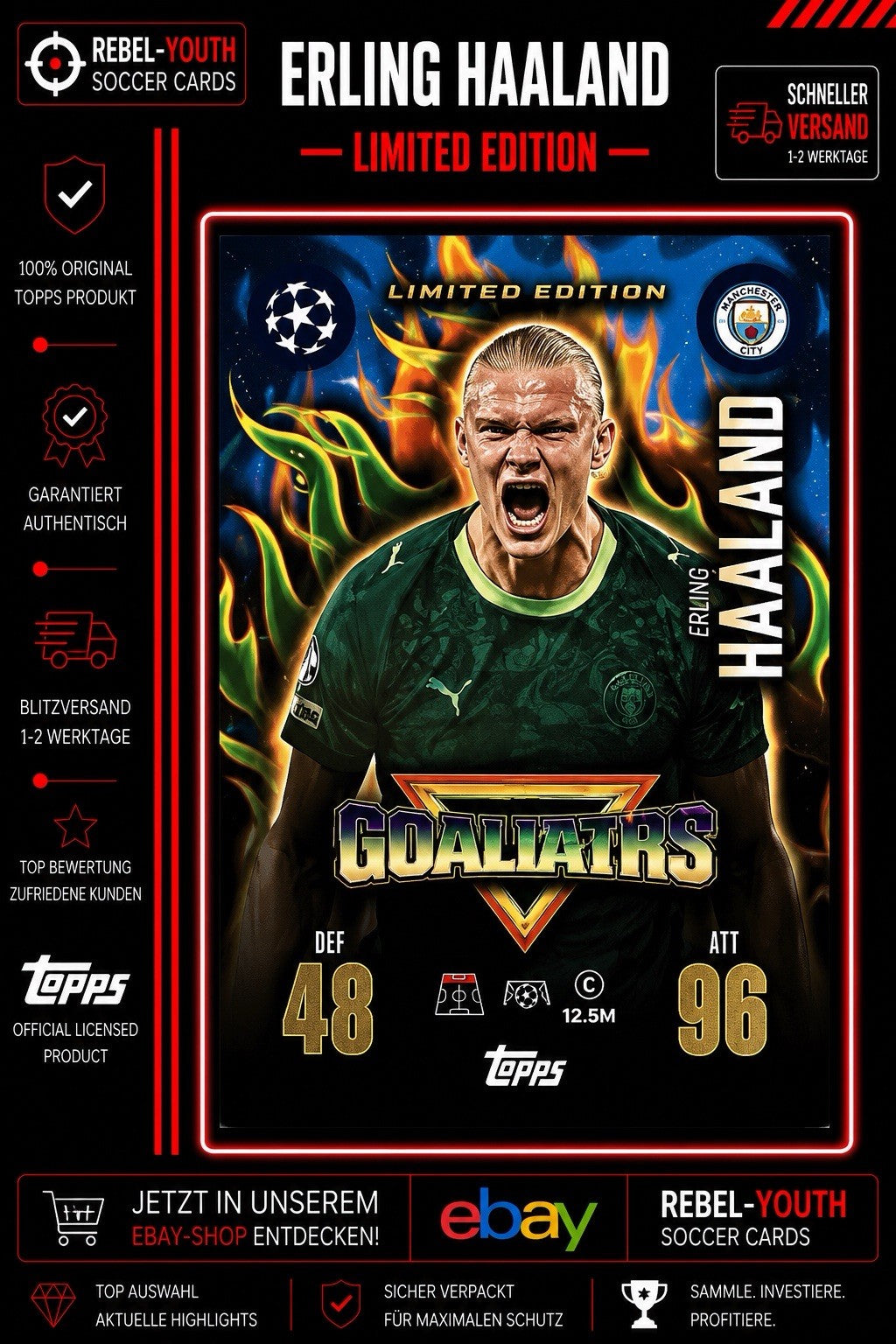 Match Attax Extra 25/26 Erling Haaland Goliaths #GL1 Manchester City 2025/2026