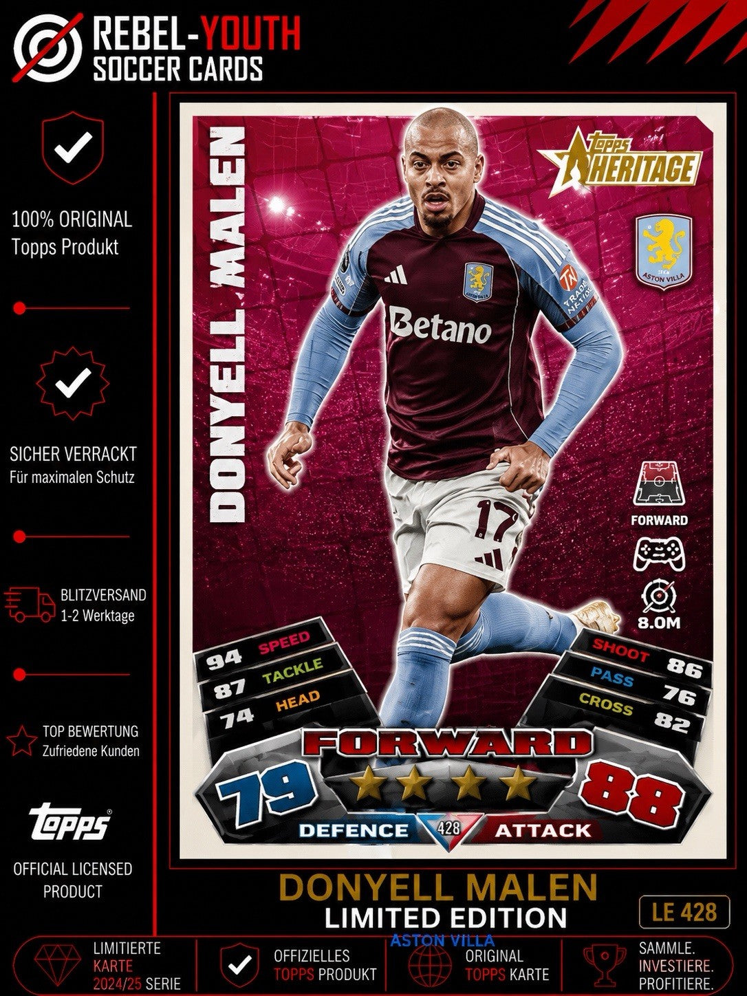 Match Attax Champions League 25/26 Heritage Donyell Malen Aston Villa Nr-381