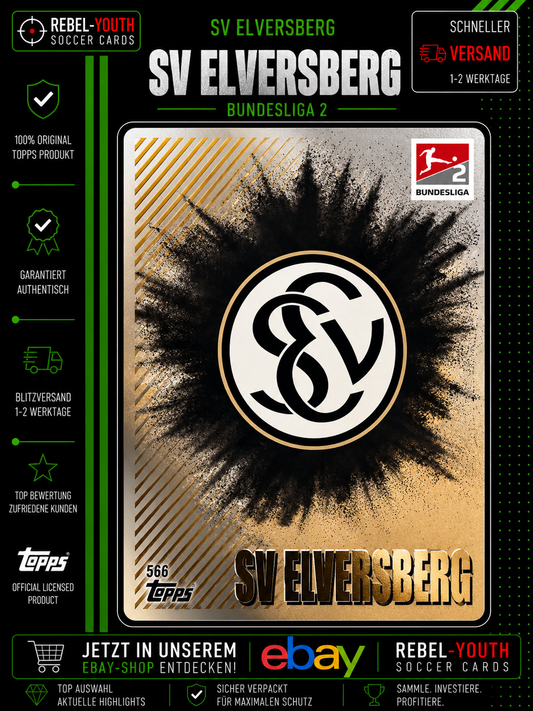 Topps Bundesliga 2 2025/26 SV Elversberg Club Badge Logo #566 Gold Foil