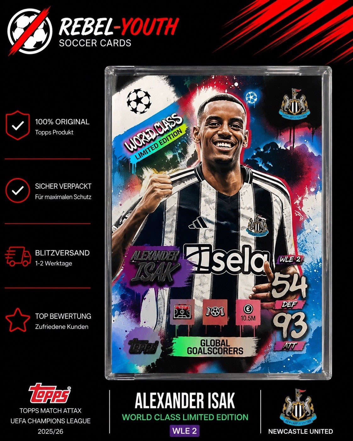 Alexander Isak World Class Limited Edition WLE4 Newcastle United Topps