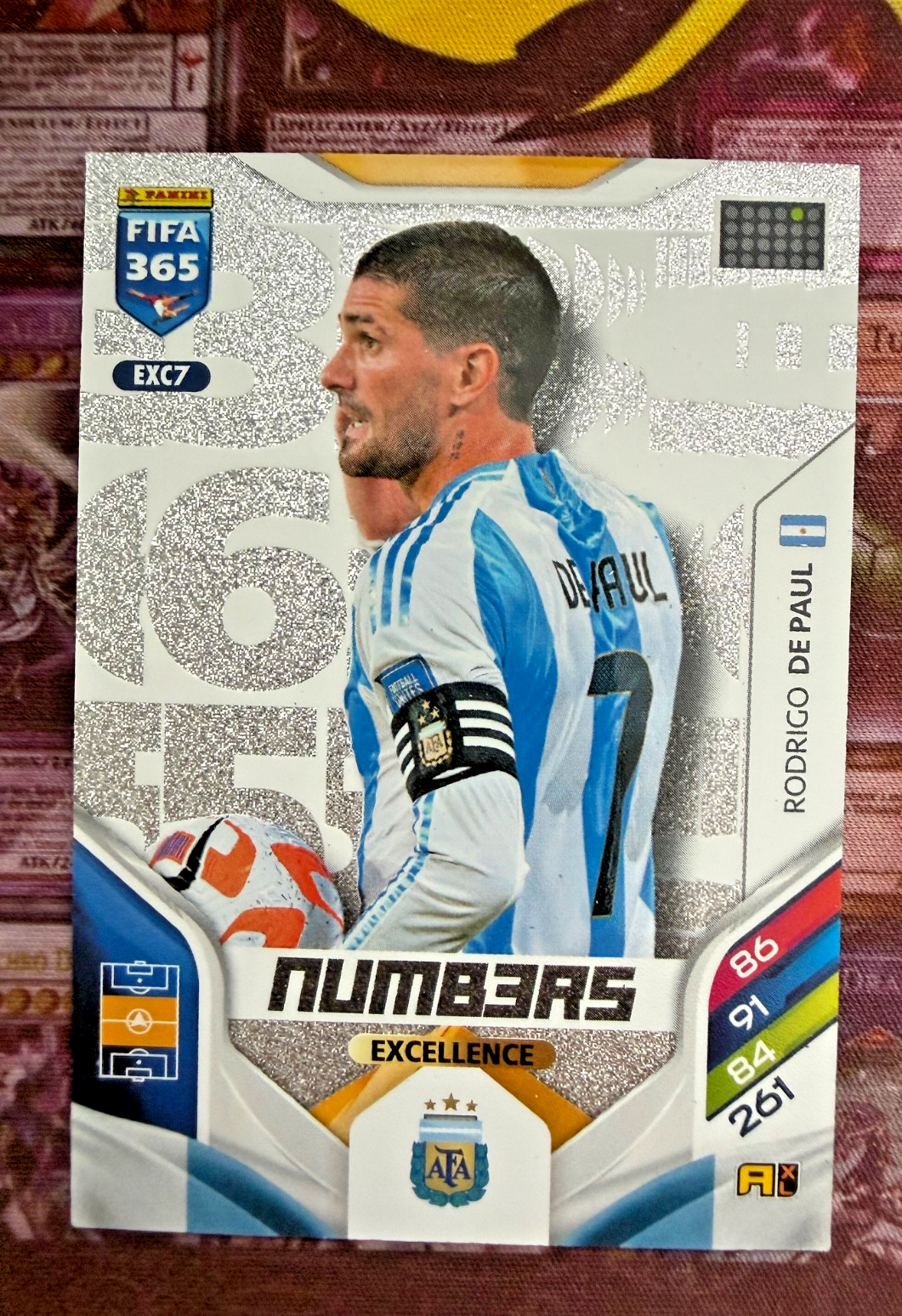Rodrigo De Paul EXC7 Numbers Excellence Panini FIFA 365 2025/26 Argentina