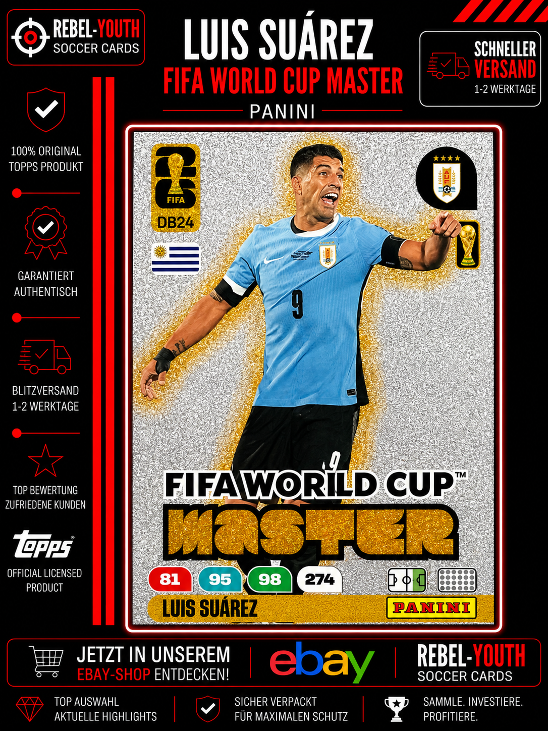 Panini FIFA World Cup 2026 Adrenalyn XL - FIFA World Cup Master Luis Suarez DB24