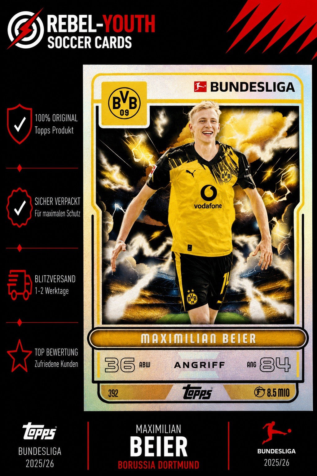 Match Attax Bundesliga 25/26 Beier Lightning Borussia Dortmund 392 2025/2026
