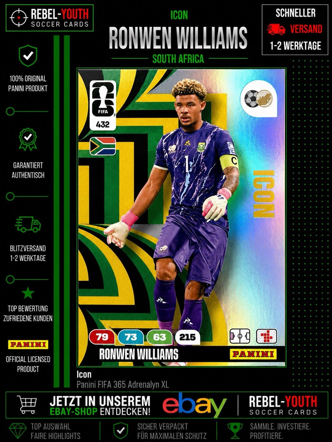 Panini Adrenalyn XL FIFA World Cup 2026 Ronwen Williams Südafrika Holo ICON #432
