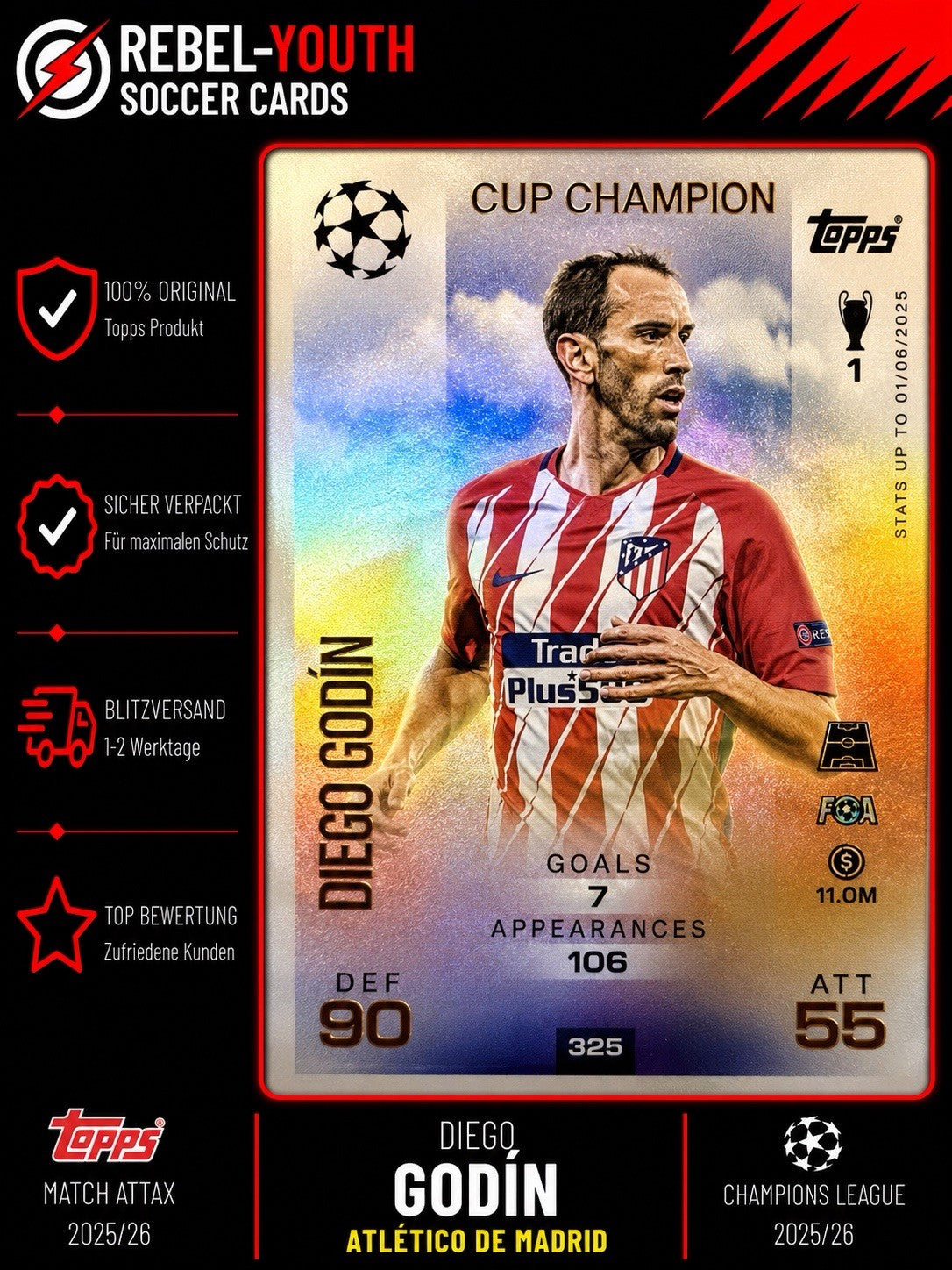 Topps Match Attax Champions League 2025/26 Cup Champion Godin Nr.355