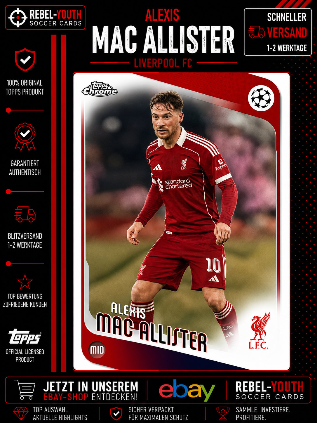 2025-26 Topps Chrome UEFA Alexis Mac Allister Liverpool FC #91