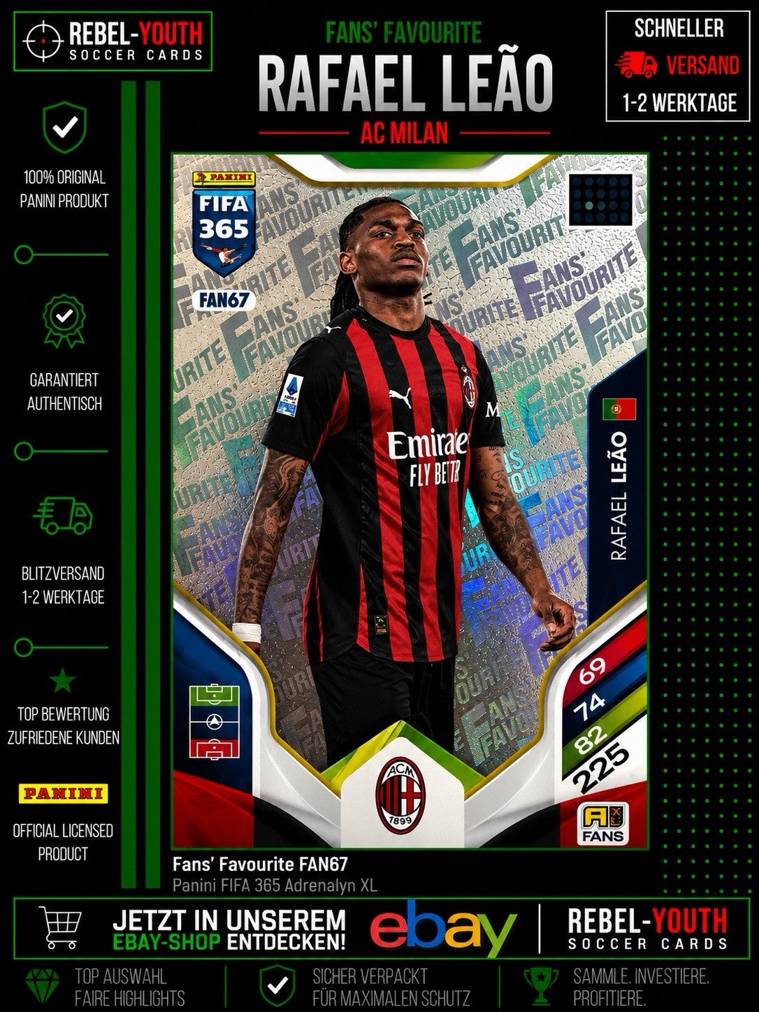 PANINI FIFA 365 2026 KICK-OFF FANS FAVOURITE FAN67 RAFAEL LEAO AC MILAN