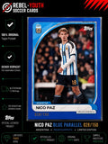 Nico Paz Topps Argentina Blue Parallel 028/150 Real Madrid Como Limited 2025/26