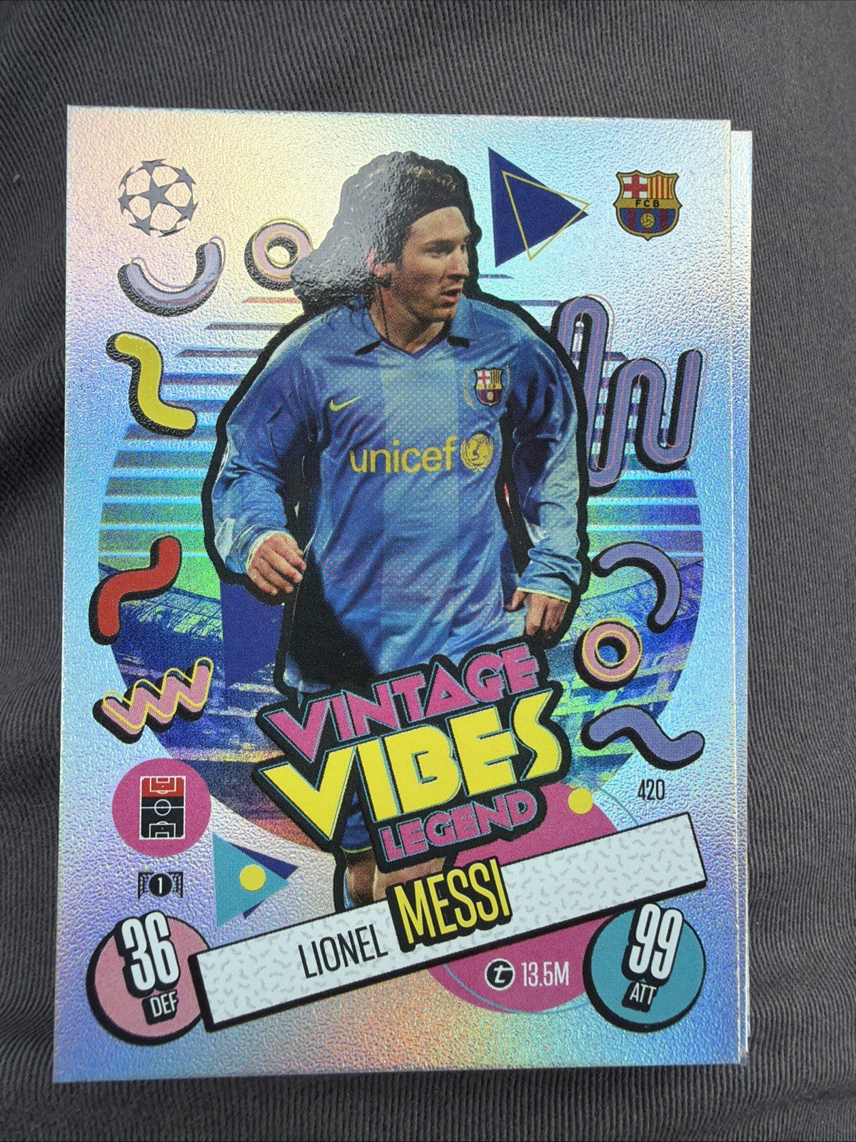Lionel Messi Vintage Vibes Legend Match Attax 2024/2025 Barcelona 24/25 # 420