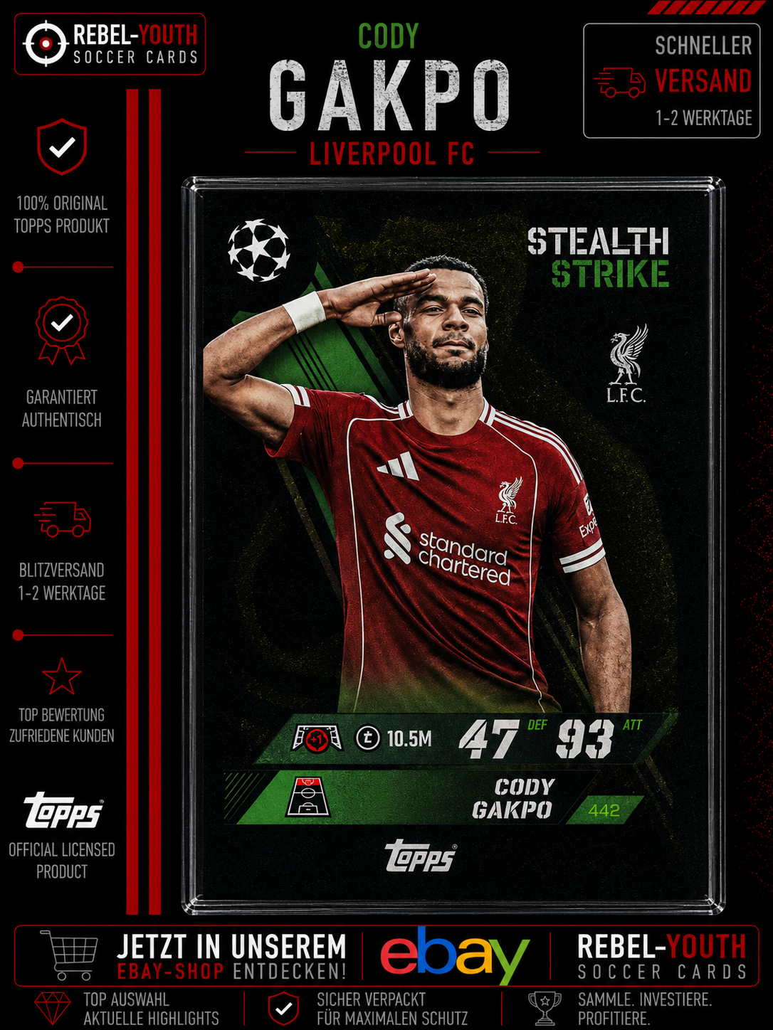 Cody Gakpo Stealth Strike #442 Topps Match Attax UEFA 2025/26 Liverpool FC