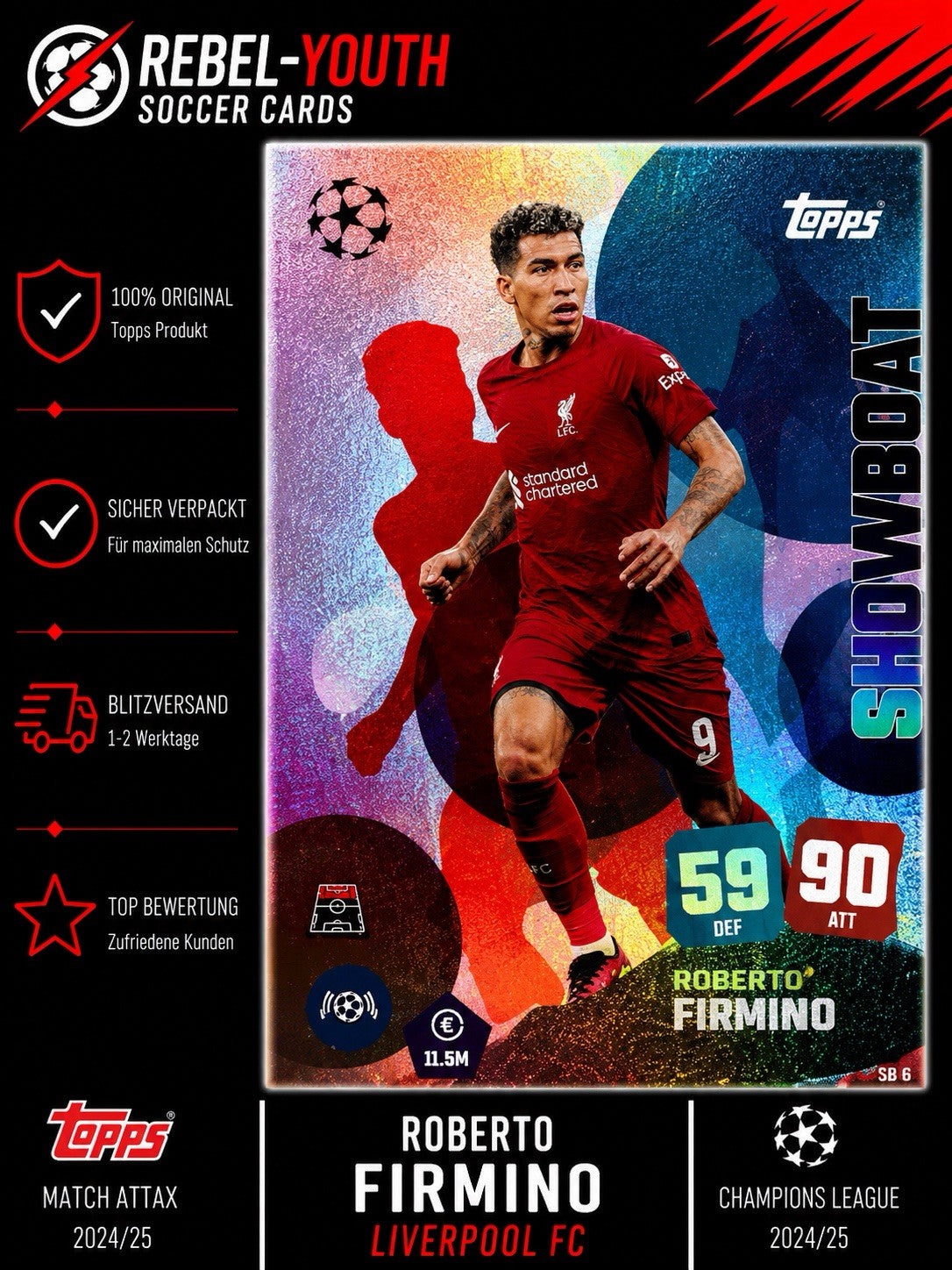 Topps Match Attax Roberto Firmino Showboat Liverpool FC 415