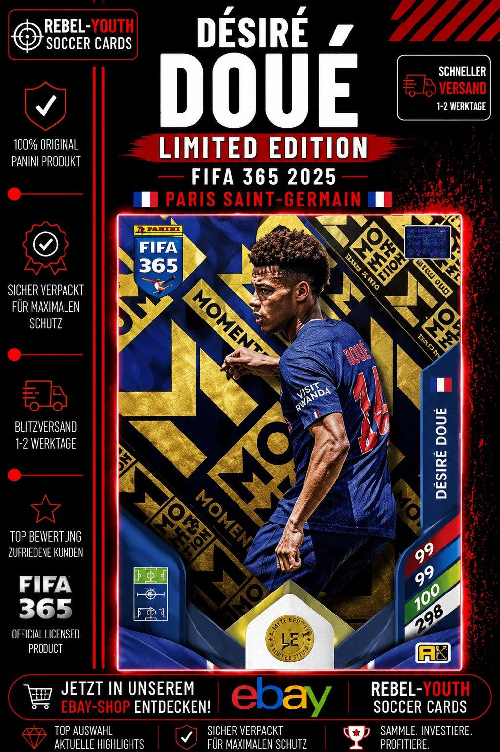 Désiré Doué Limited Edition FIFA 365 2025 PSG Paris Saint-Germain France