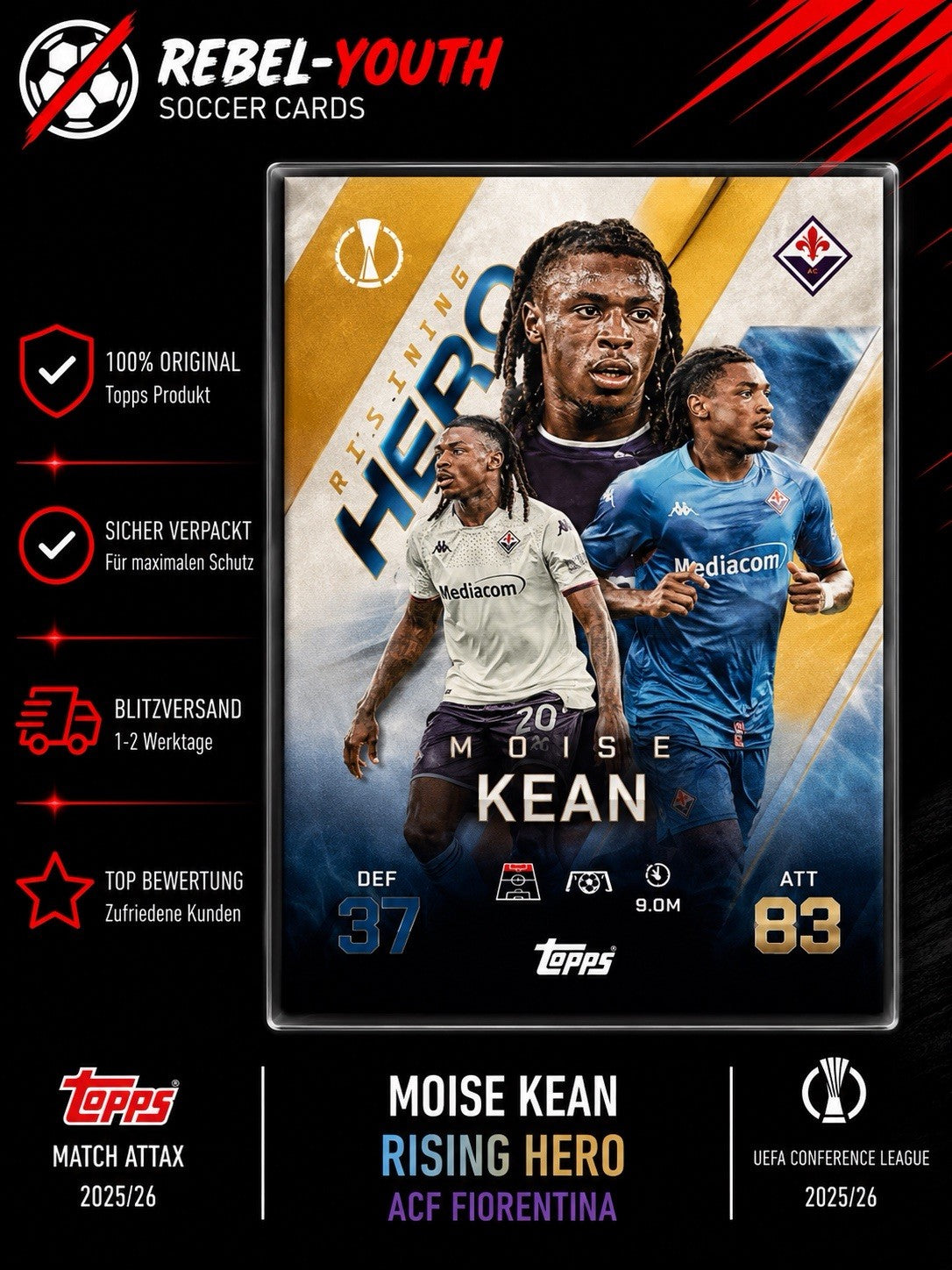 Moise Kean Rising Hero Topps Match Attax 2025/26 ACF Fiorentina Conference
